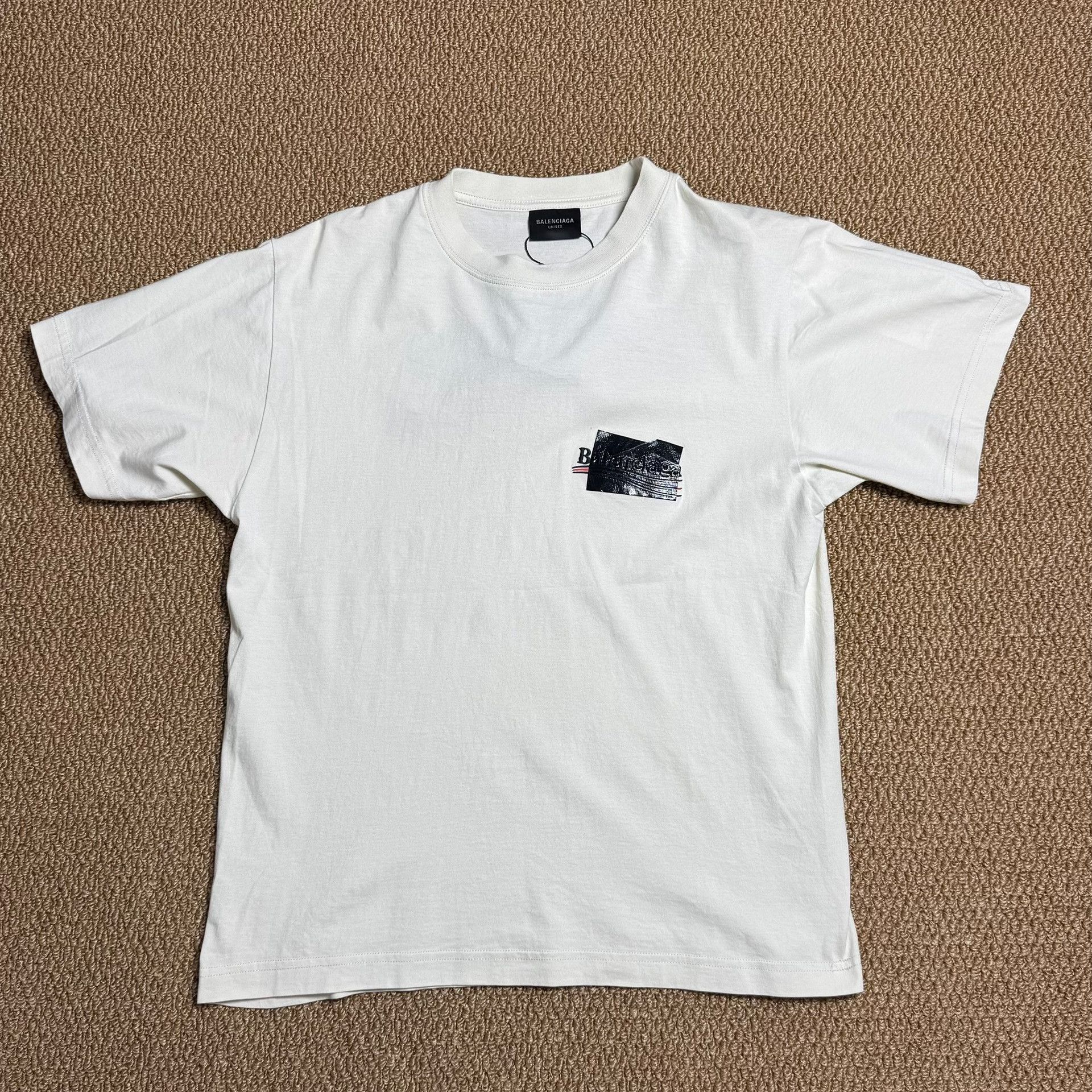 Japanese Brand Balenciaga White Coke Embroidery Short Sleeve Size M / US 6-8 / IT 42-44 - 1 Thumbnail