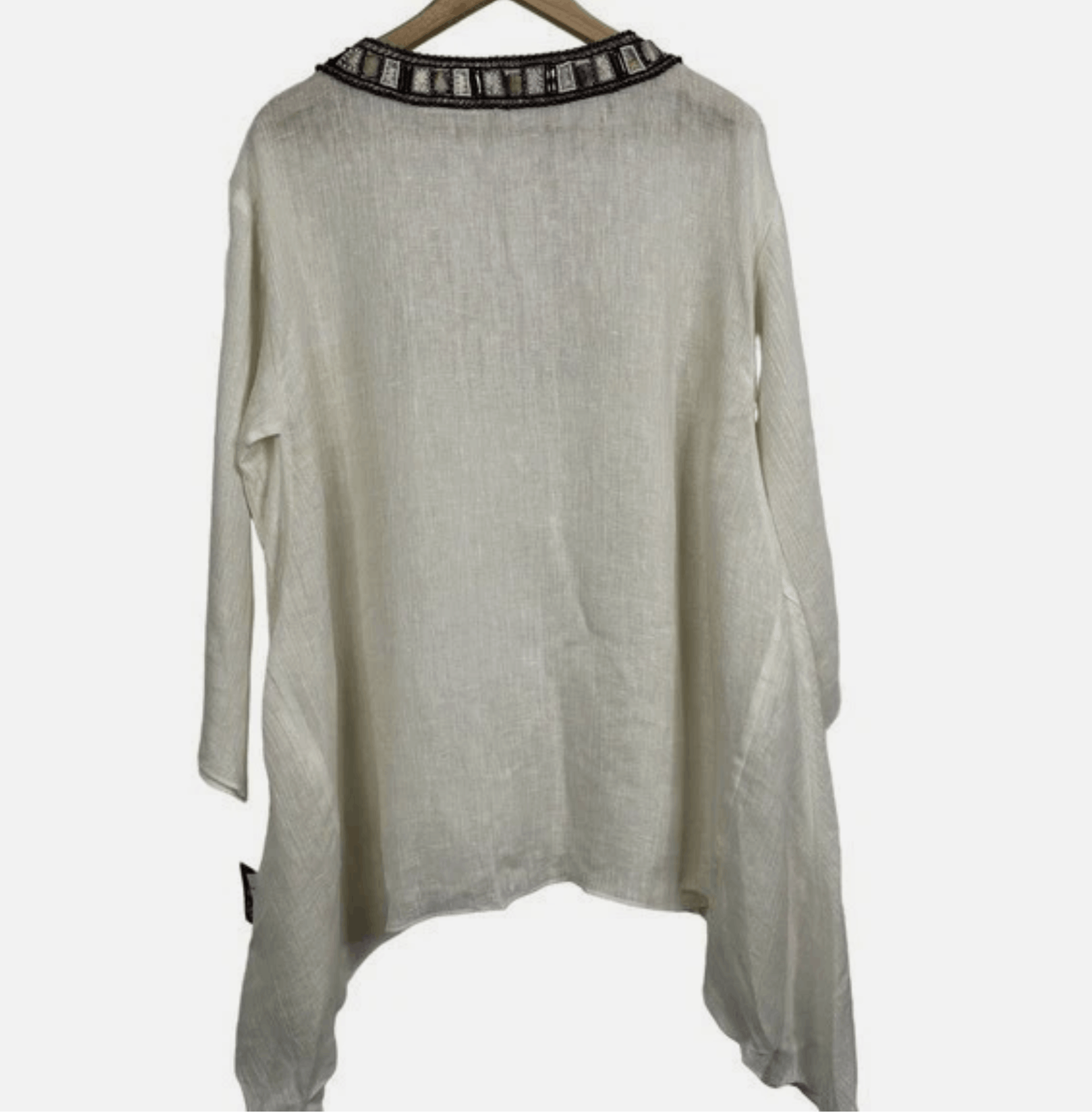 Lafayette 148 Lafayette 148 Cream Beaded Embellished Tunic Top Size M / US 6-8 / IT 42-44 - 8 Thumbnail