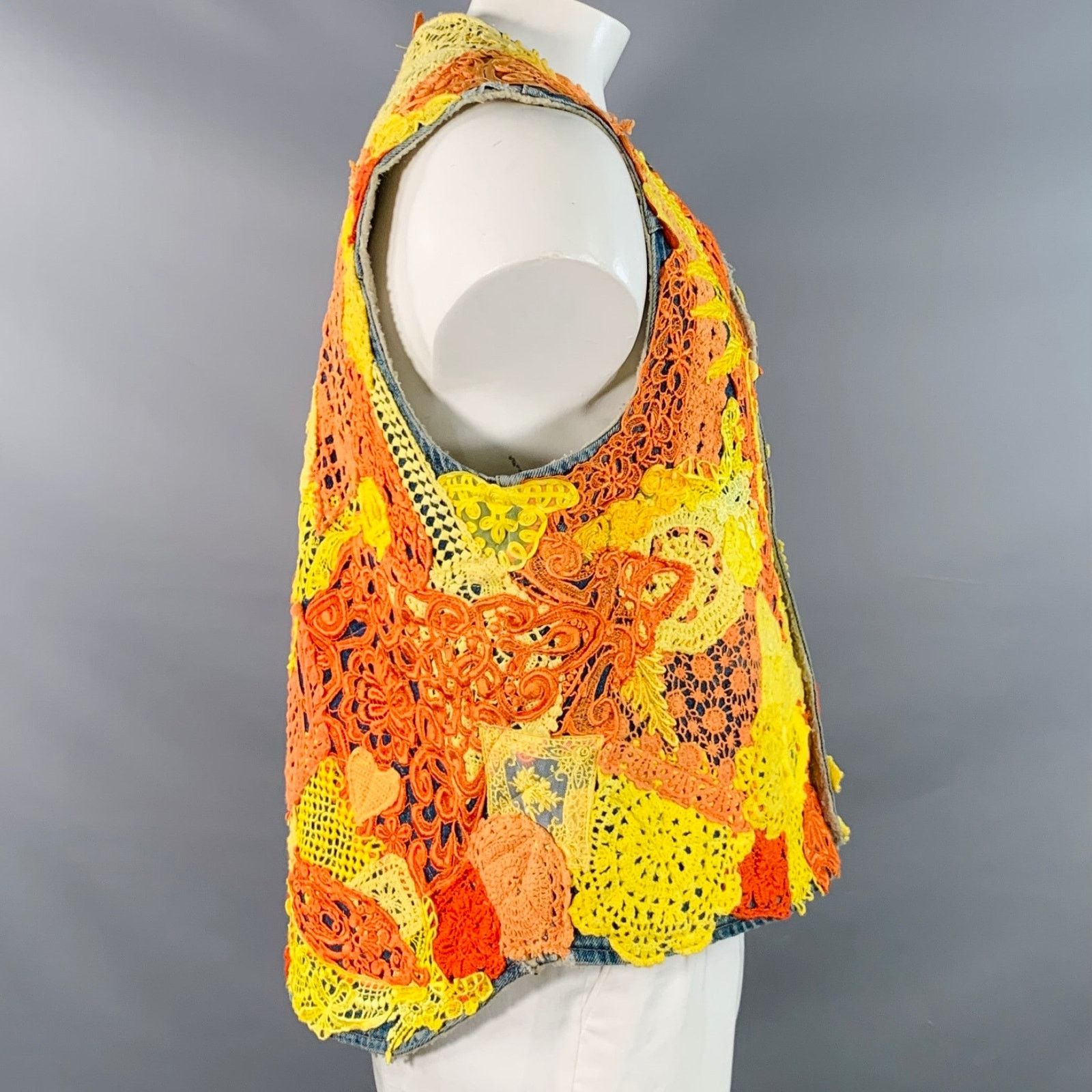 Earthling Poetic Lust Blue Orange Yellow Lace Crochet Cotton Snaps Size US XL / EU 56 / 4 - 4 Thumbnail