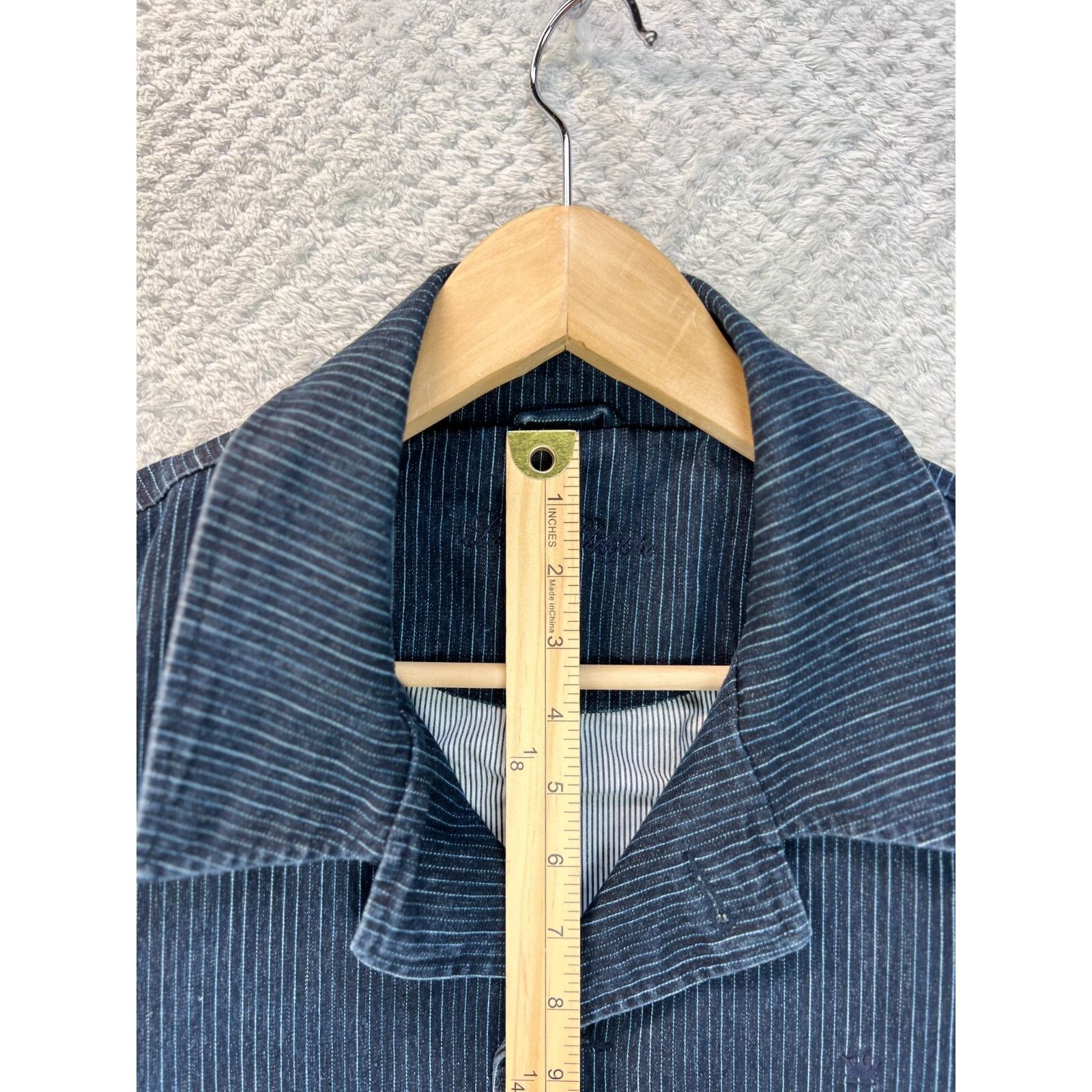 Louis Philippe Louis Philippe Denim Blazer Men Large Striped Vented Jacket Size US L / EU 52-54 / 3 - 8 Thumbnail