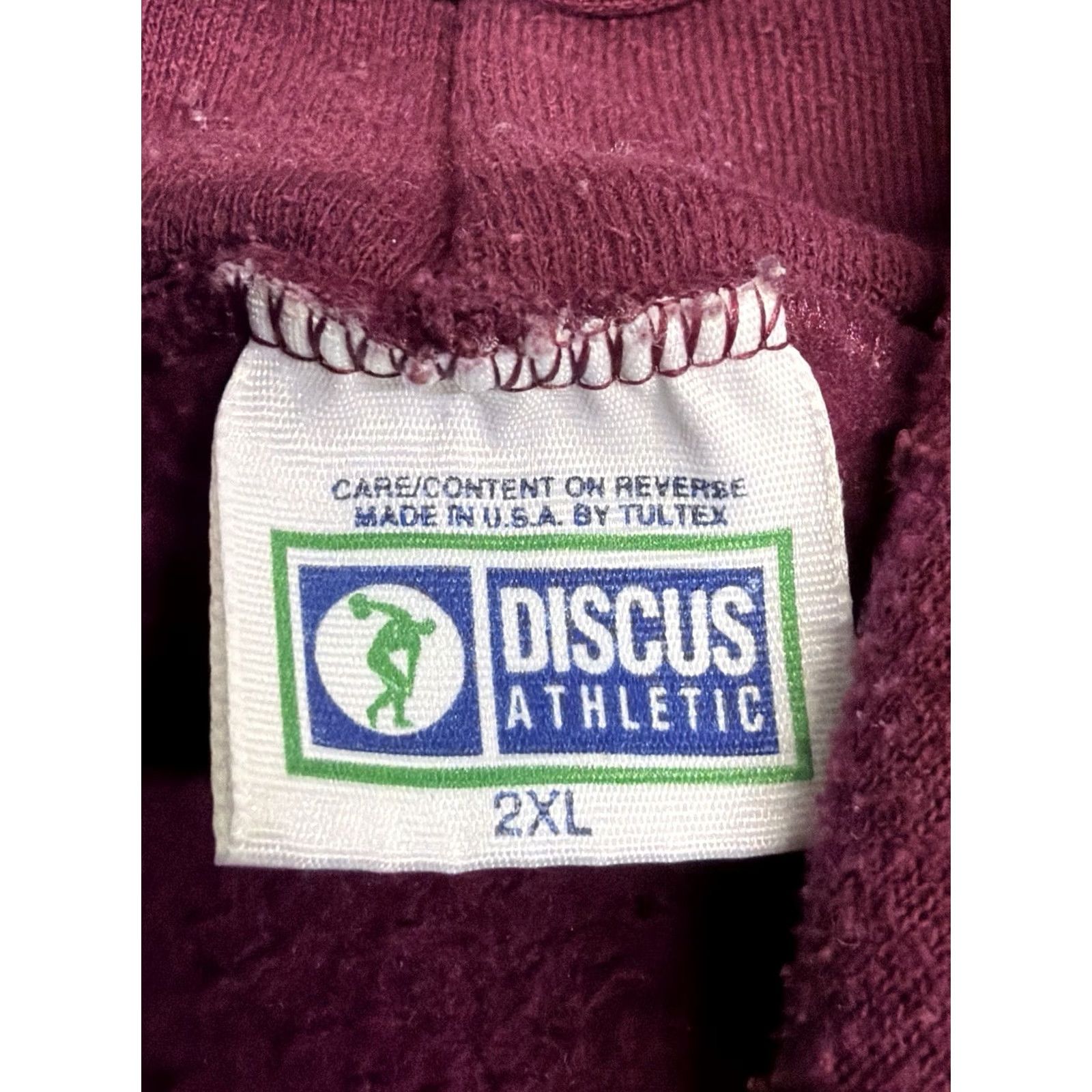 Vintage Vintage Discus Athletic Hoodie Mens 2XL Red 90s USA Made Hooded Pullover Sweatshirt Size US XXL / EU 58 / 5 - 4 Thumbnail