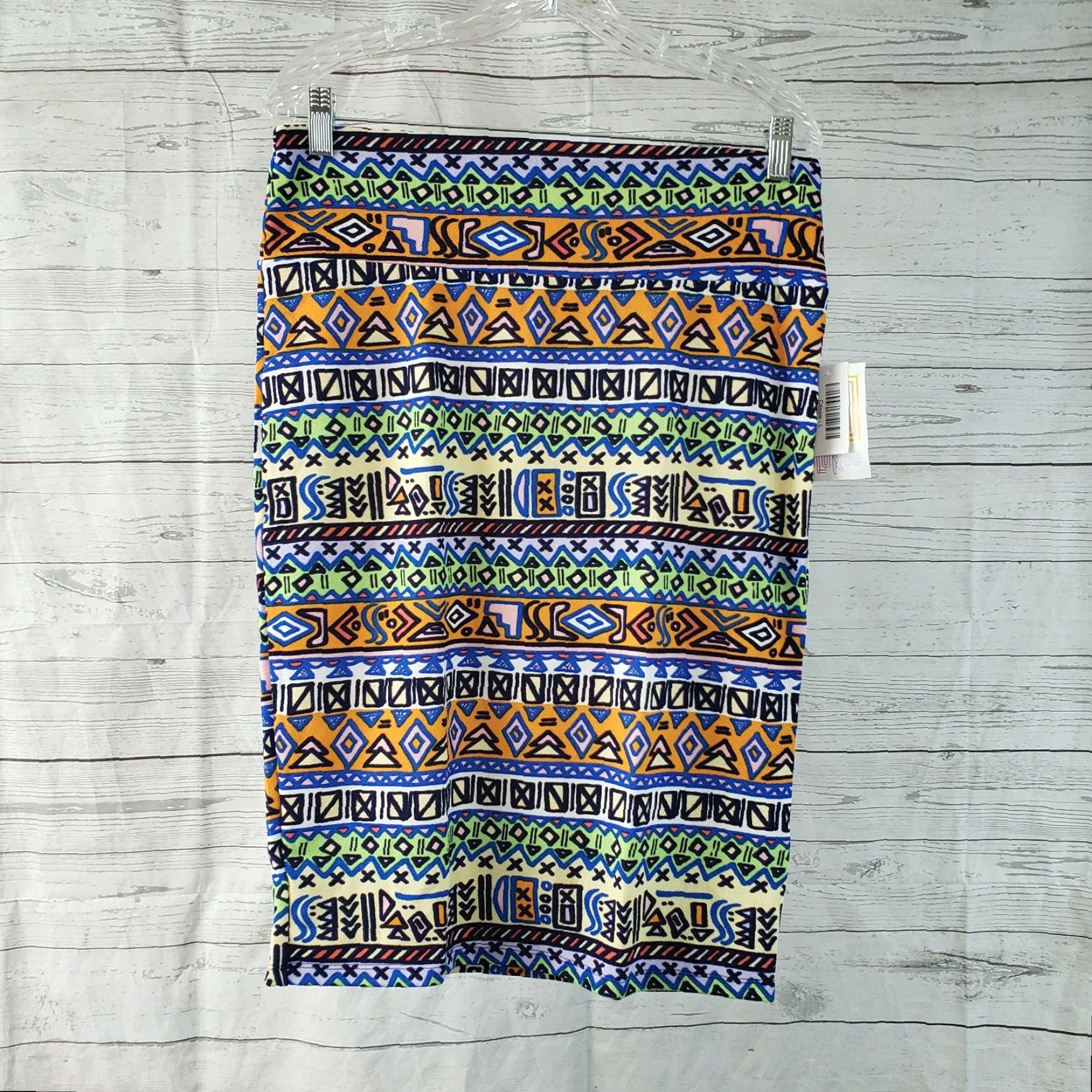 Vintage VINTAGE LuLaRoe Womens Cassie Skirt L Green Orange Pull On Casual Knee Length Floral Pattern Size 36" / US 14 / IT 50 - 2 Thumbnail