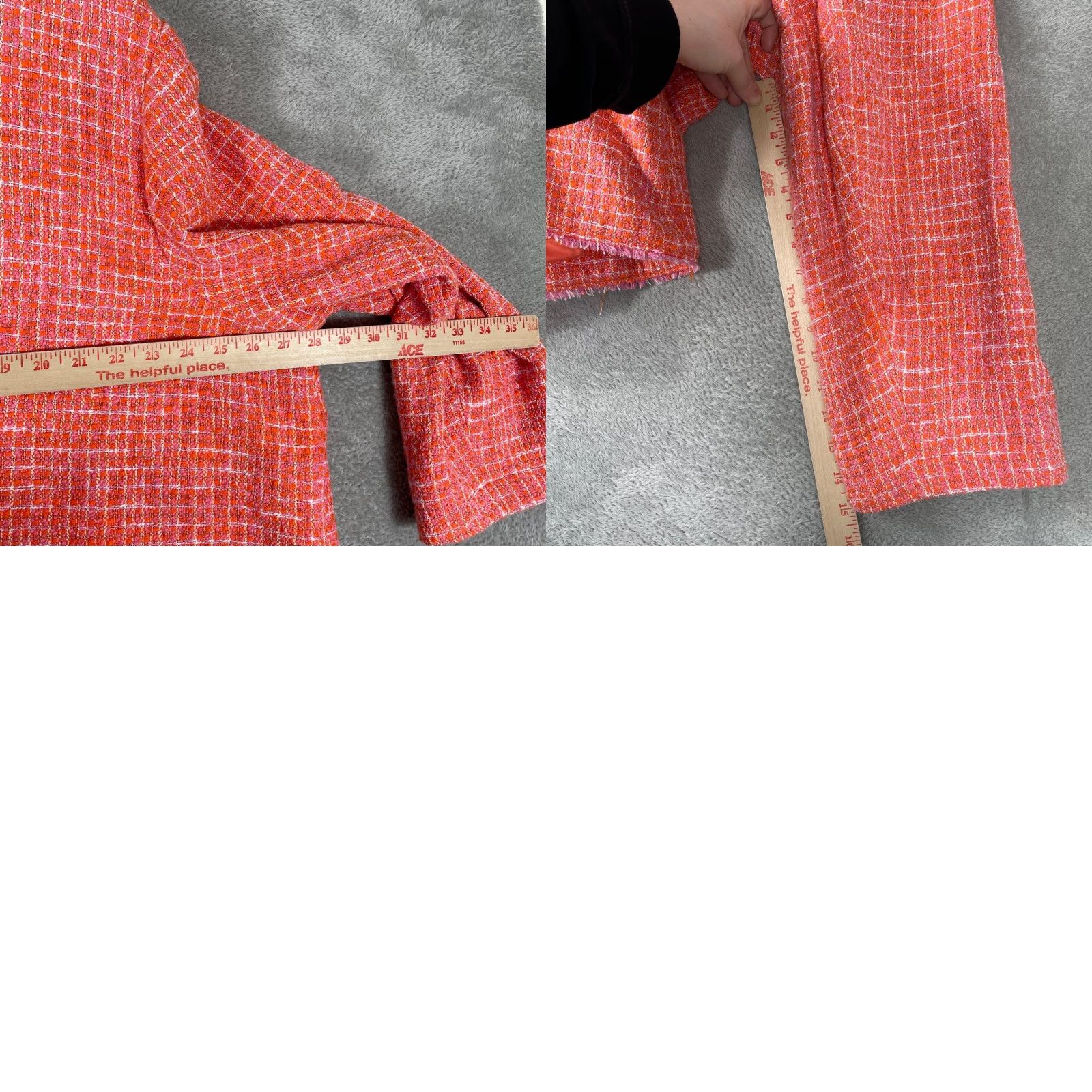 J. Jill VINTAGE J Jill Tweed Jacket Womens 4X Orange Pink Plaid Fringe Trim Button Front Coat Size XXL / US 16-18 / IT 52-54 - 8 Thumbnail
