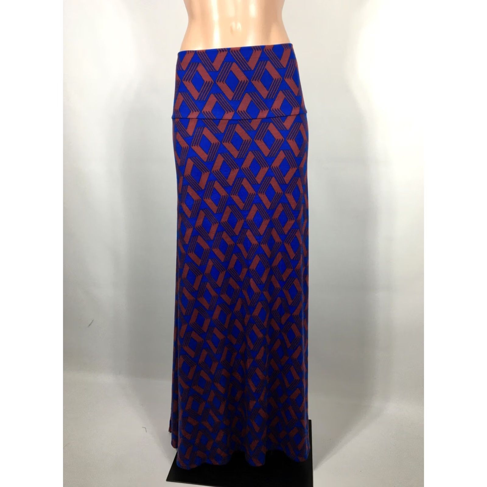 Vintage VINTAGE LuLaRoe Maxi Skirt Dress XL Red Blue Geometric Neon NWT Geometric Pattern Skirt Womens XL Size 40" / US 18 - 5 Thumbnail