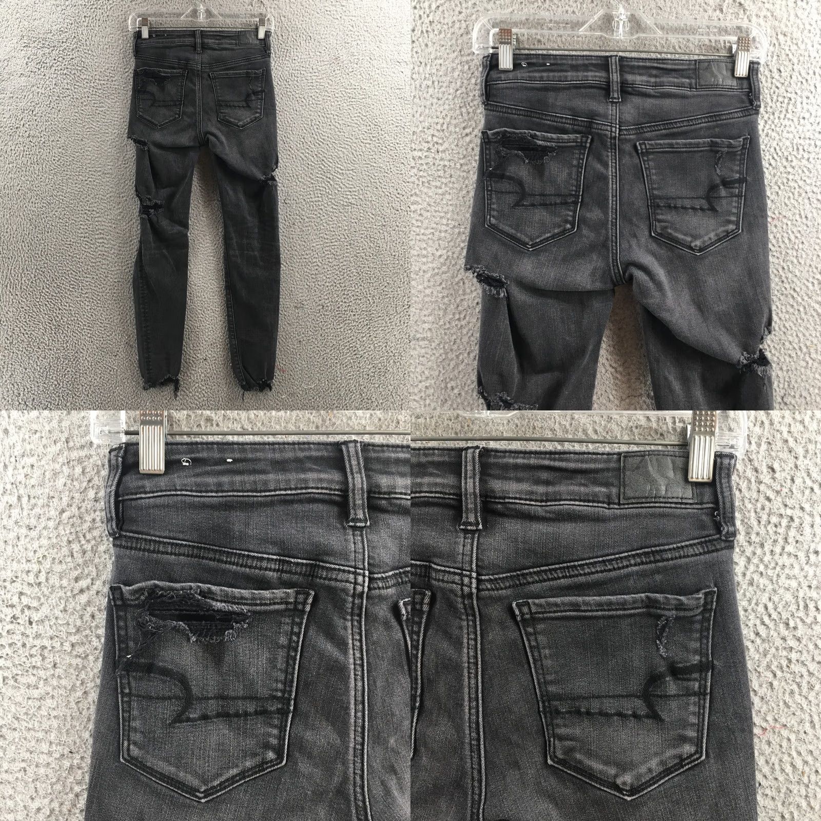 American Eagle Outfitters American Eagle Jeans Jegging Womens 2R Black Denim Distressed actual 27x25.5 Size 26" / US 2 / IT 38 - 10 Thumbnail