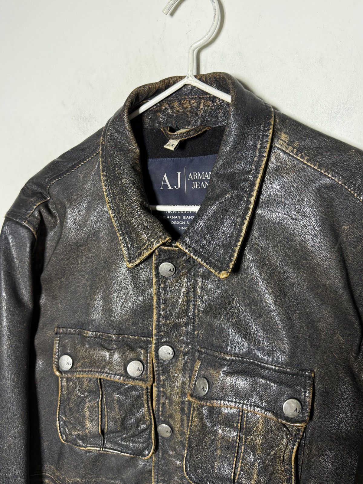 Giorgio Armani Vintage Armani Jeans leather trucker jacket Size US M / EU 48-50 / 2 - 3 Thumbnail
