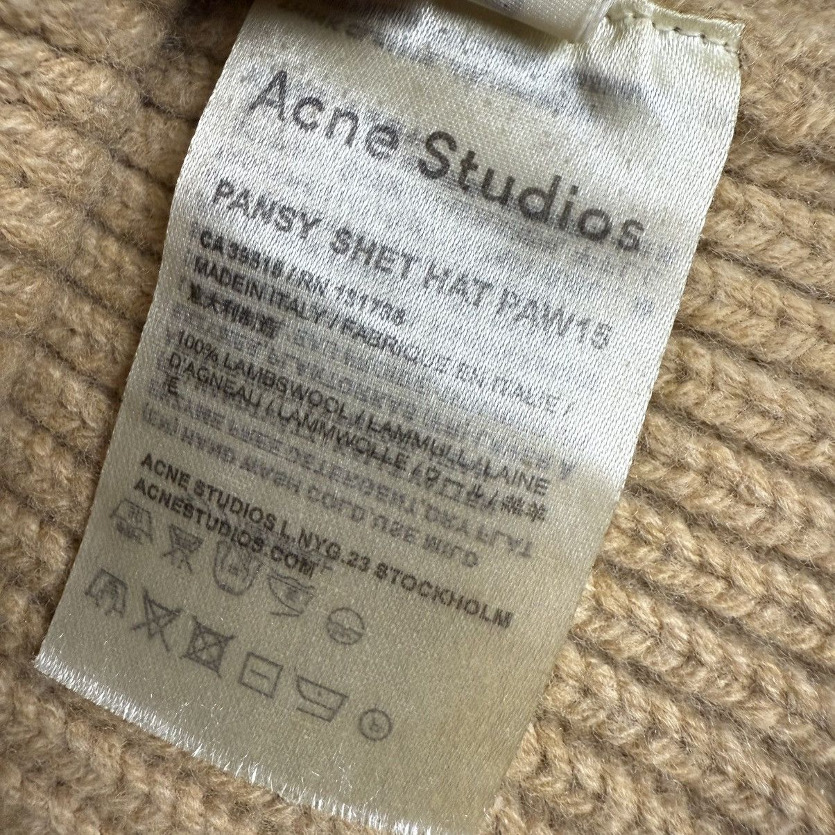Acne Studios Acne Studios Face Patch Ribbed Beanie Camel Size ONE SIZE - 6 Thumbnail