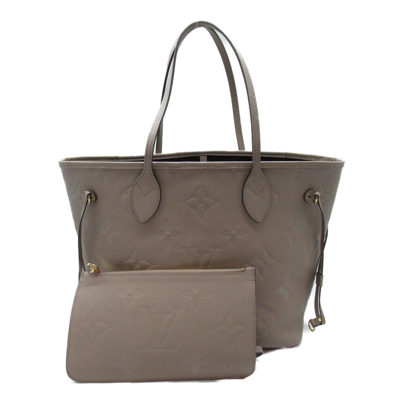 Louis Vuitton Louis Vuitton Neverfull Mm Handbag Tote Bag Calfskin (Cowhide) Monogram Empreinte Beige Tourterelle Size ONE SIZE - 1 Thumbnail