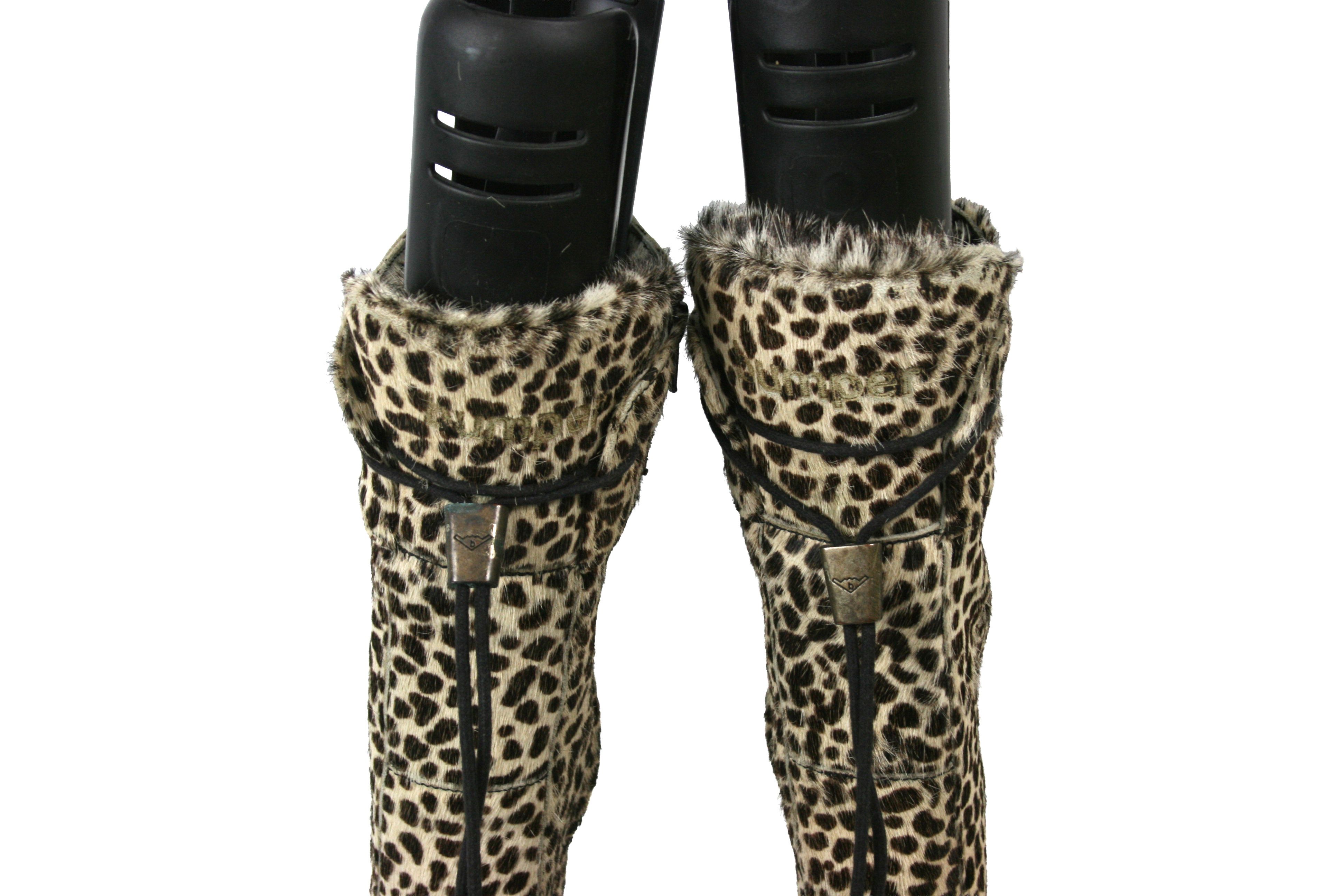 Japanese Brand Bumper Leopard Y2K Knee High Fur Hair Boots Size US 5 / IT 35 - 8 Thumbnail