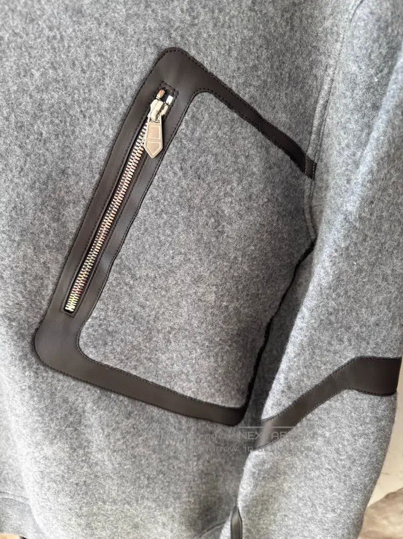 Hermes Hermes Gray men's lambswool pocket sweatshirt Size US S / EU 44-46 / 1 - 4 Thumbnail