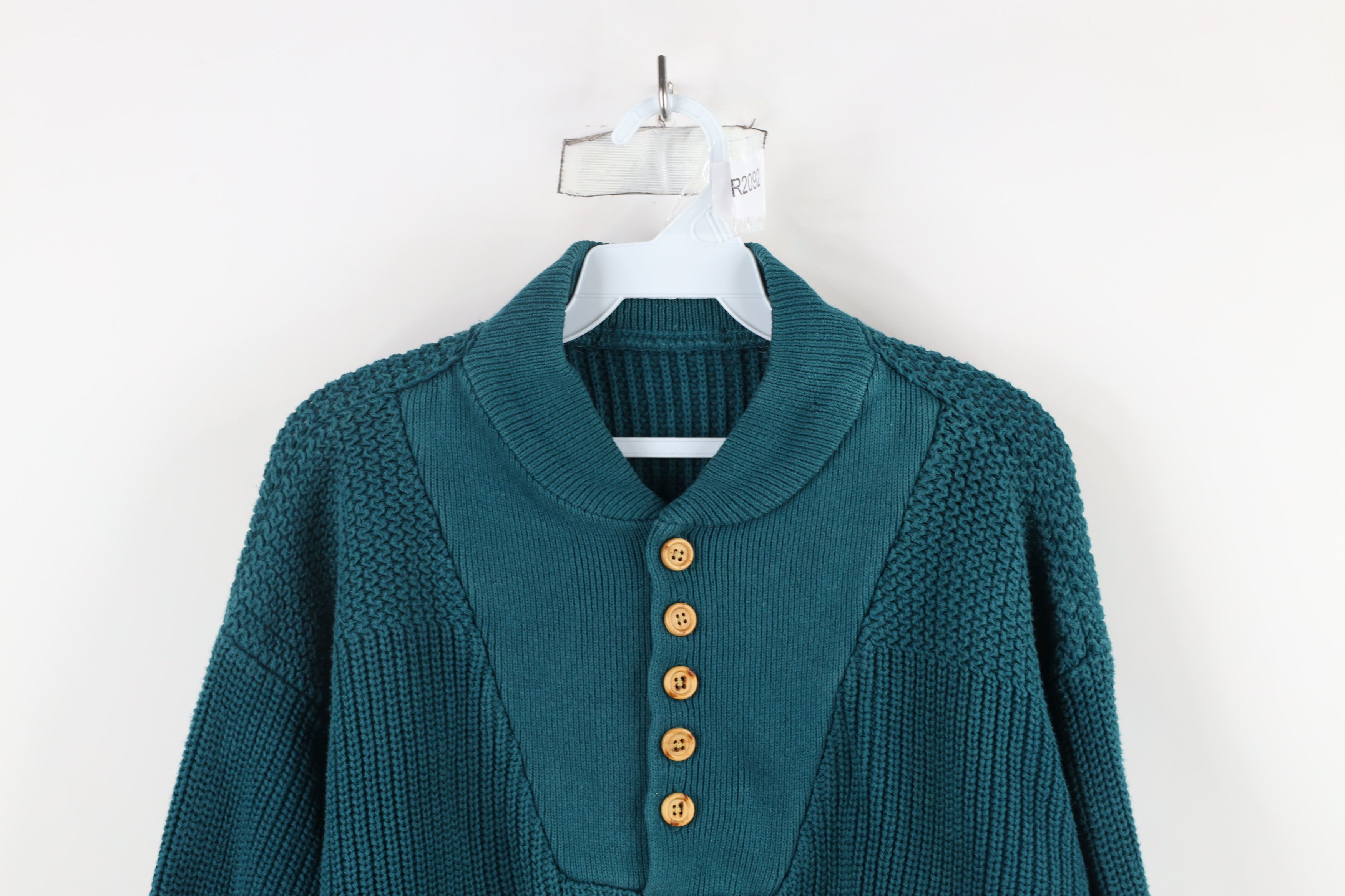 Vintage Vintage 90s Streetwear Chunky Ribbed Knit Henley Sweater Size US L / EU 52-54 / 3 - 2 Thumbnail