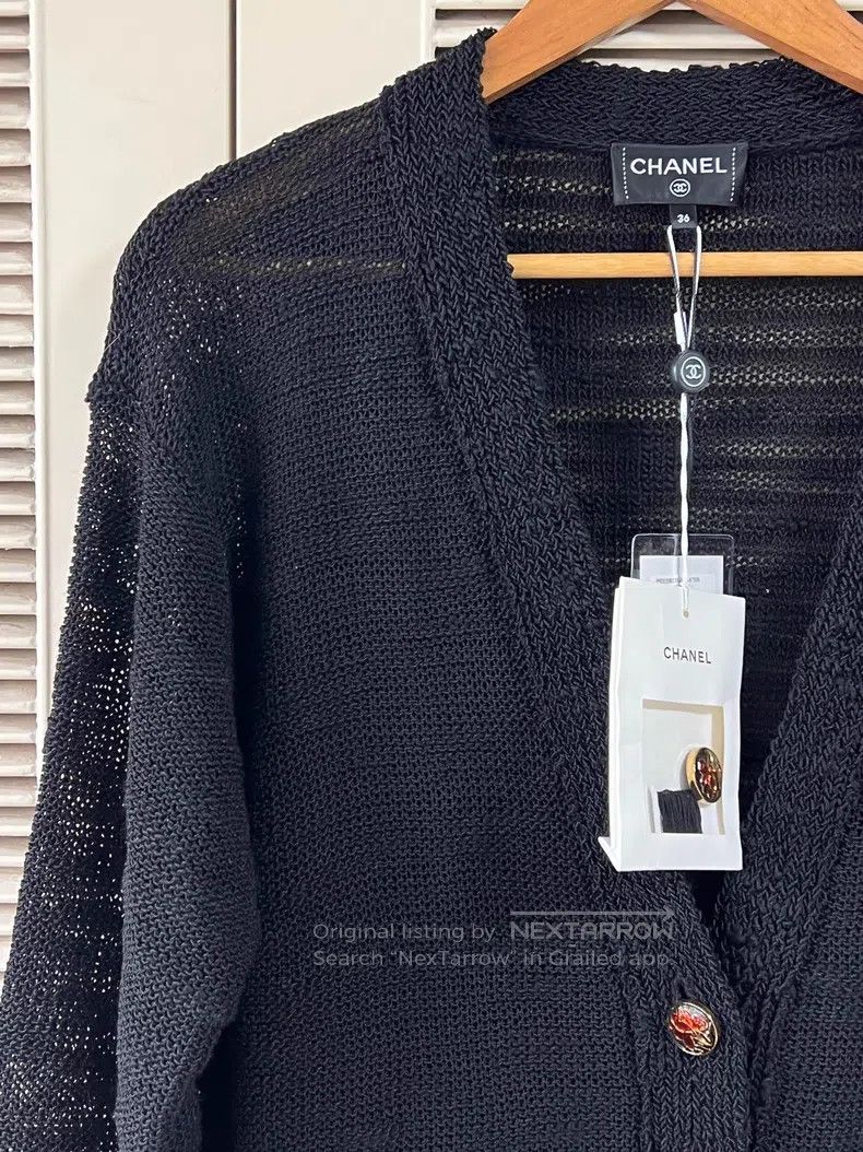 Chanel Chanel Black knitted cardigan coat Size XS / US 0-2 / IT 36-38 - 4 Thumbnail