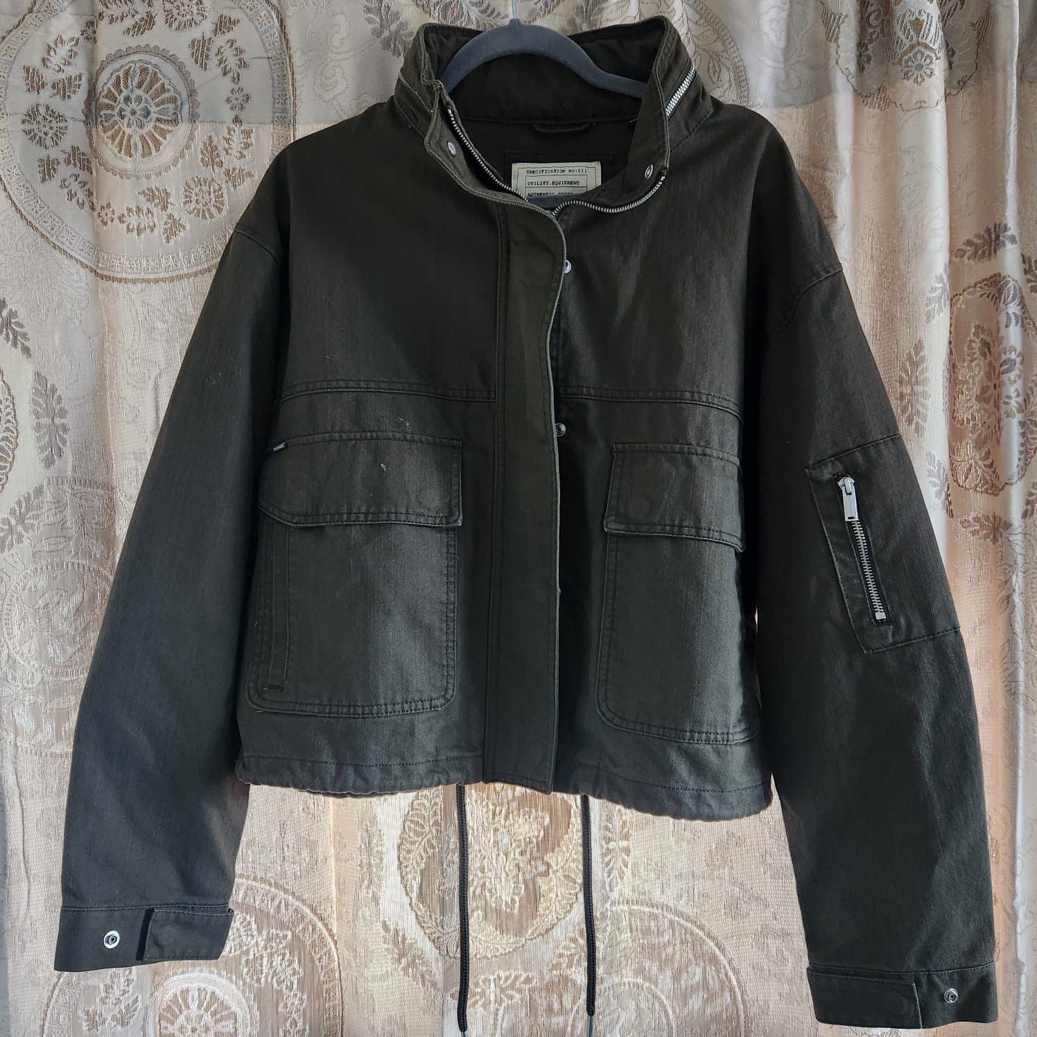 image of Superdry x Vintage Cargo Military Cropped Vintage Jacket in Green, Women's (Size XL)