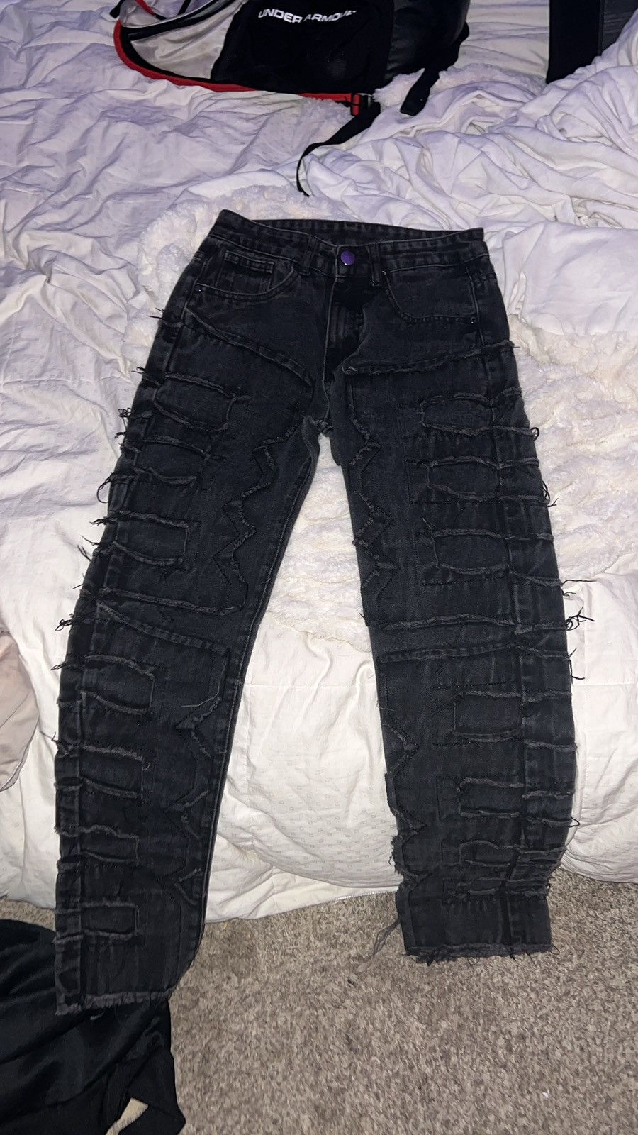 Rockstar Games Frayed Distressed Y2K Jeans Black Size US 30 / EU 46 - 2 Thumbnail