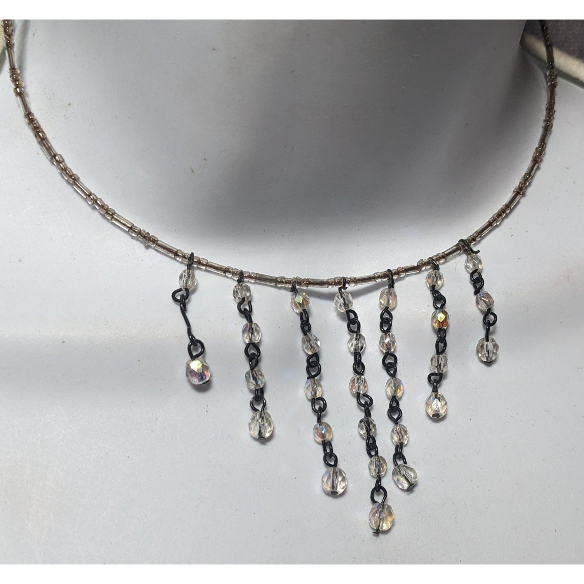 Other Y2K Style Aurora Borealis Beaded Fringe Coil Necklace Size ONE SIZE - 7 Thumbnail