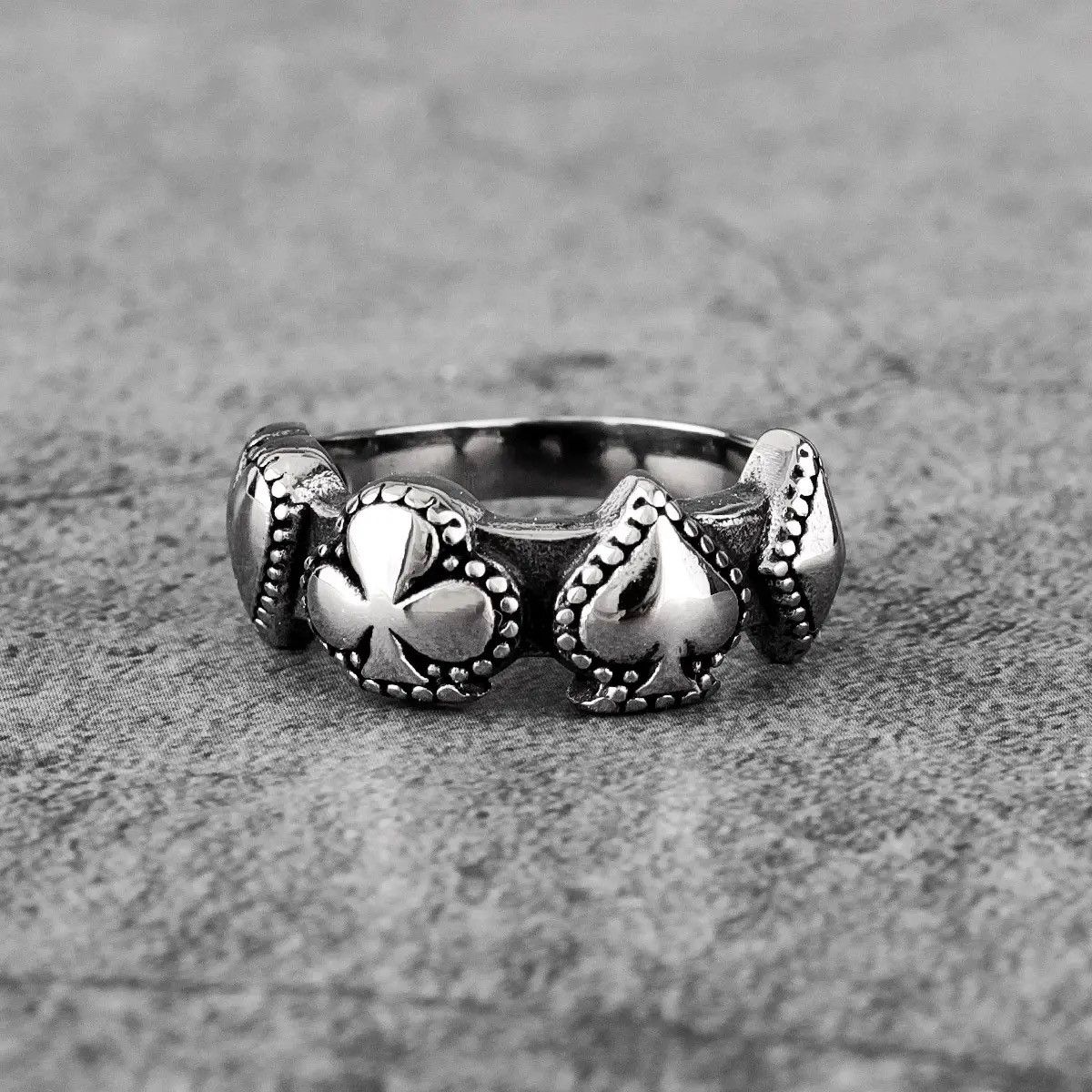 Jewelry Good Luck Poker Hearts Spades Ring Size ONE SIZE - 4 Thumbnail