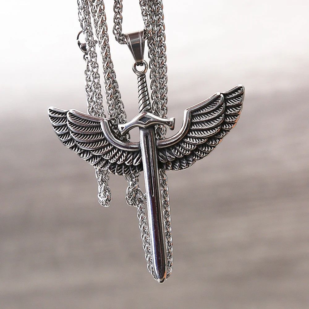 Other Vintage Angel Sword Cross Pendant Necklace Size ONE SIZE - 2 Thumbnail
