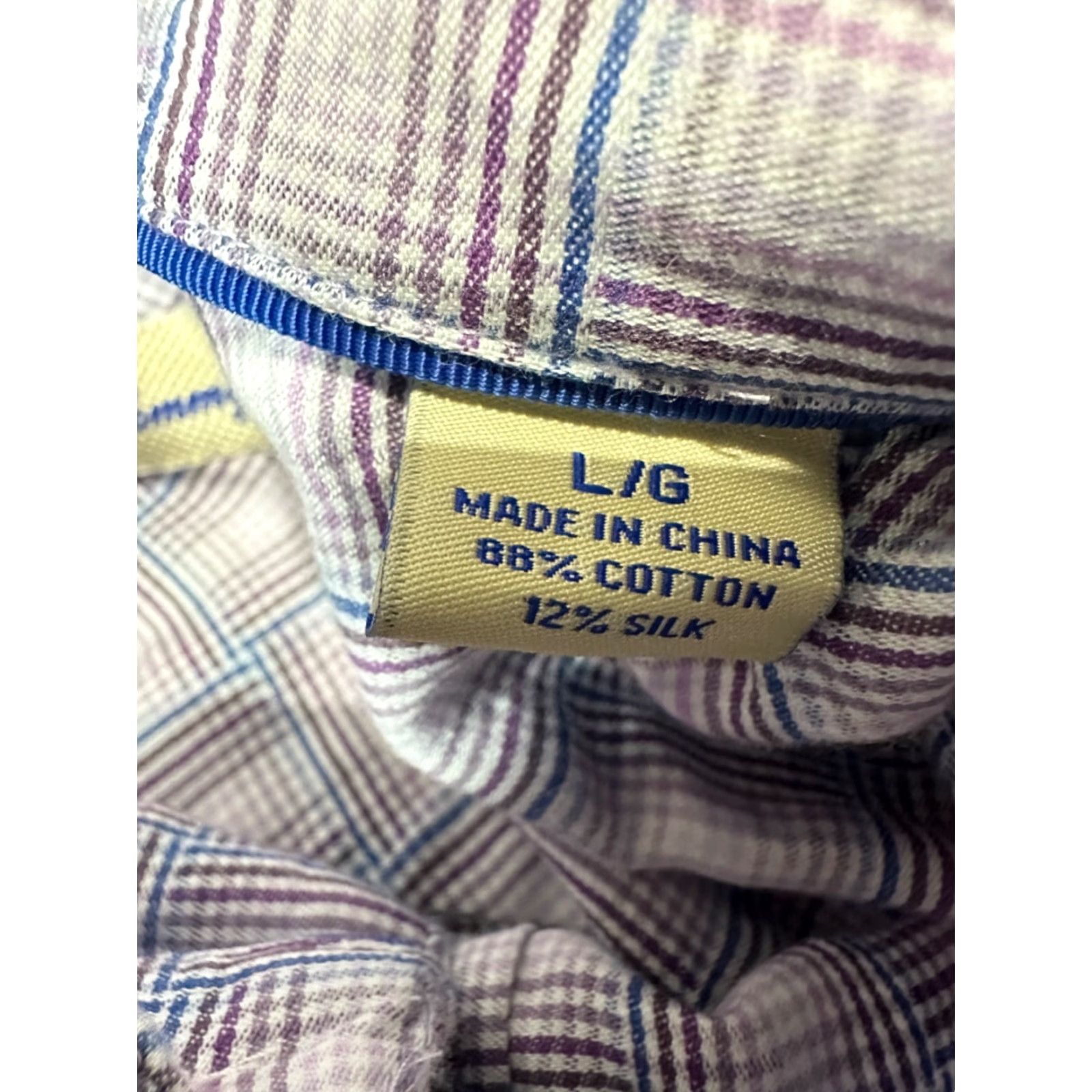 Tommy Bahama Tommy Bahama Mens Button-Up Shirt L Purple Long Sleeve Cotton Silk Plaid Size US L / EU 52-54 / 3 - 7 Thumbnail