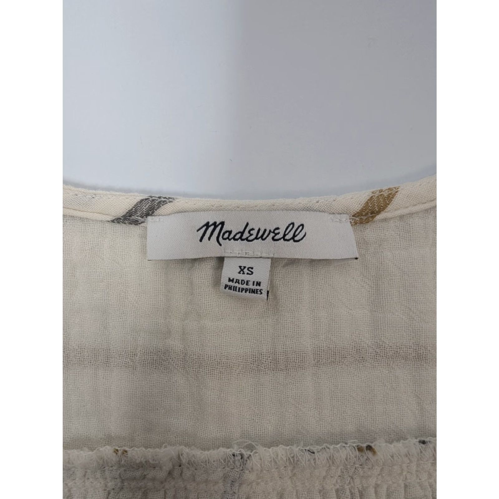 Madewell Madewell Lightspun Westing Shirt Stripe Antique Gold S/S Top XS Cream Striped Kimono Shirt Womens Blouse Lightweight. Size XS / US 0-2 / IT 36-38 - 7 Thumbnail
