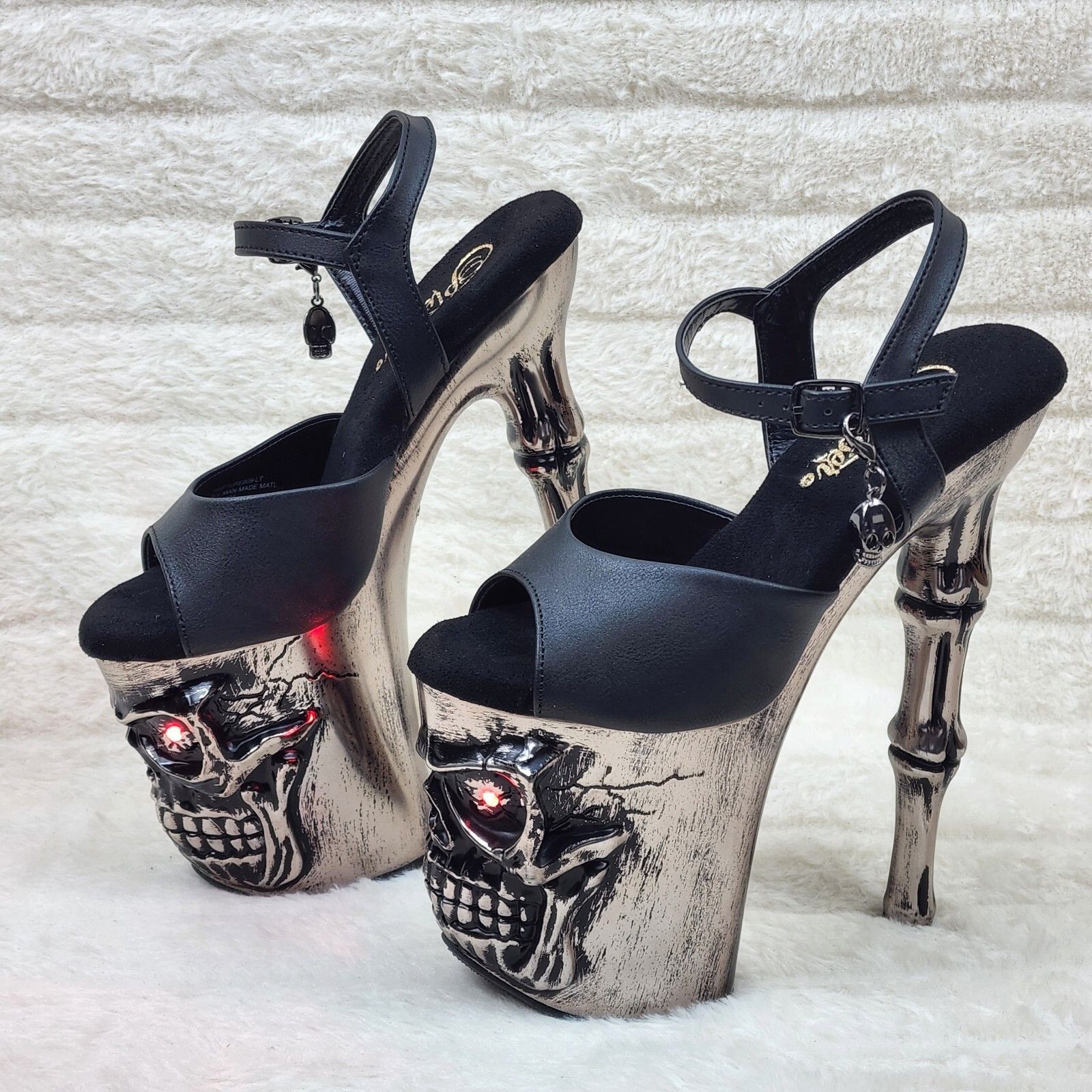 Other Rapture Black Matte Silver Skull & Bones 8" High Heel Platf Size US 6 / IT 36 - 1 Thumbnail