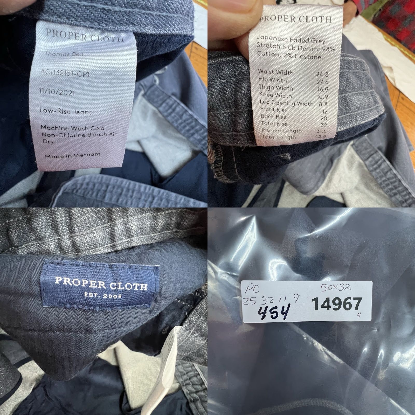 Proper Cloth Proper Cloth Jeans Men SZ 50 Denim Relaxed Stretch Elastic Waist Khakis 32 Inseam Gray Vintage No Size US 34 / EU 50 - 8 Thumbnail