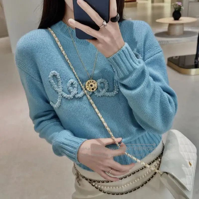 Chanel Chanel Blue Cashmere Sweater for Women . Size XL / US 12-14 / IT 48-50 - 8 Thumbnail