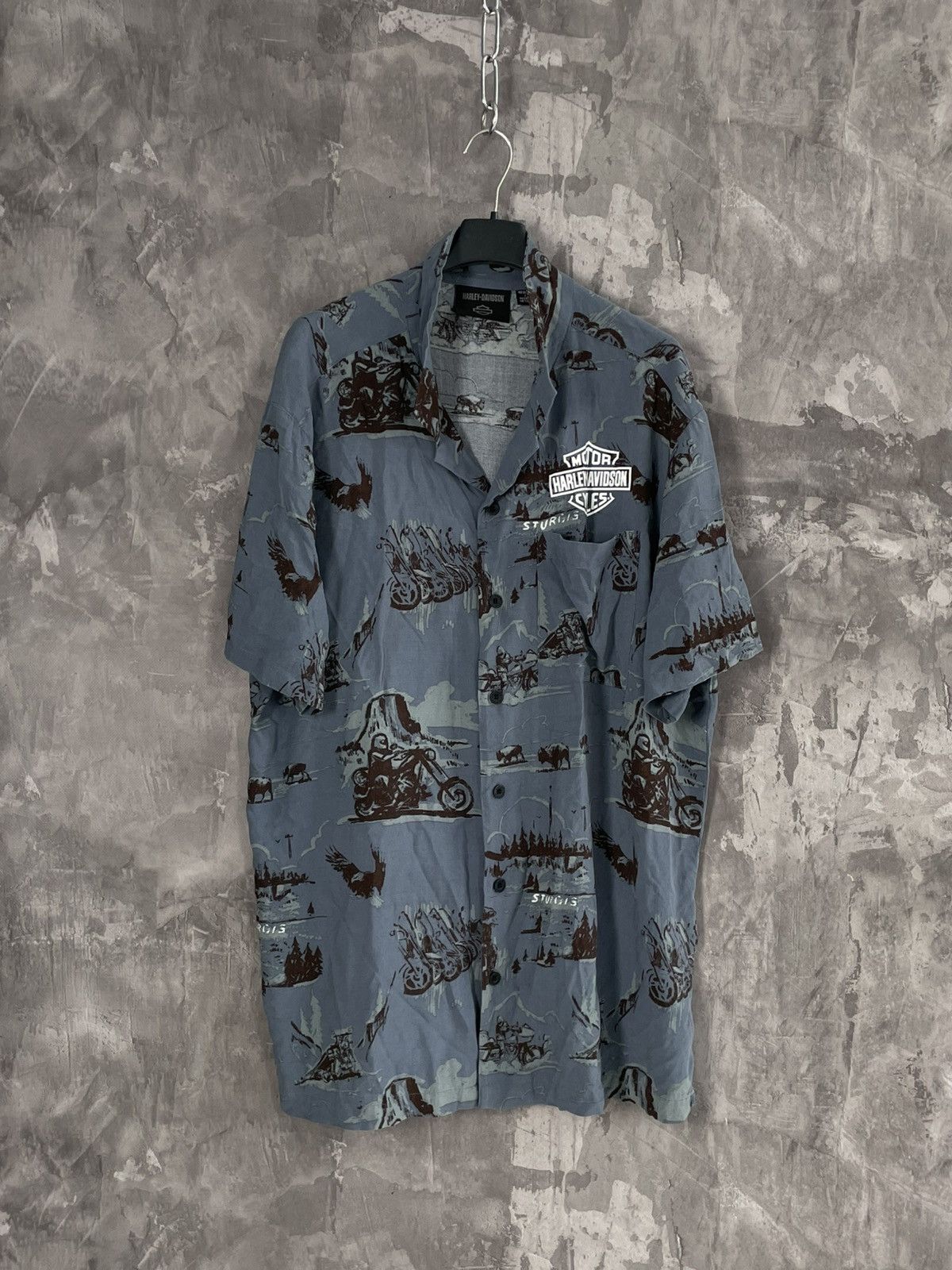 Harley Davidson × Vintage Vintage Y2K Harley Davidson Button Up Crazy Logo Shirt Size US L / EU 52-54 / 3 - 1 Thumbnail