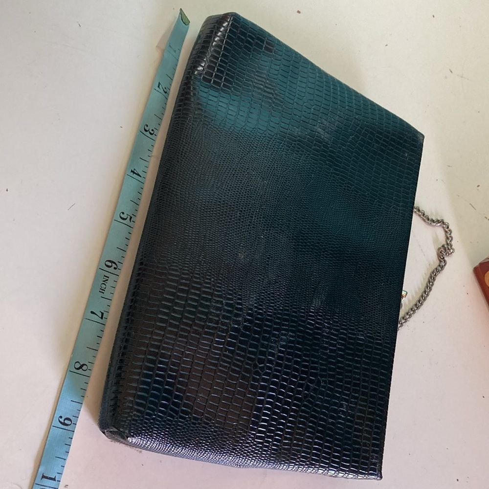 Vintage Vintage Lizard Clutch Handbag Black with Chain Handle 6 X 9 Size ONE SIZE - 13 Thumbnail