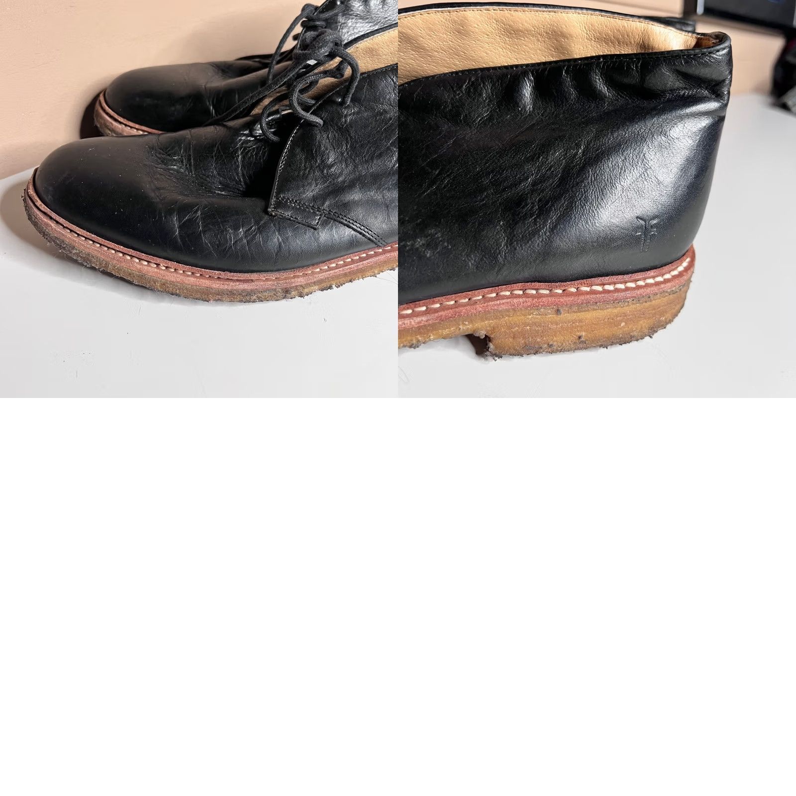 Frye Frye Walter Chukka Boots Mens 11.5 D Black Leather Lace Up Crepe Sole 87887 Size US 12 / EU 45 - 8 Thumbnail