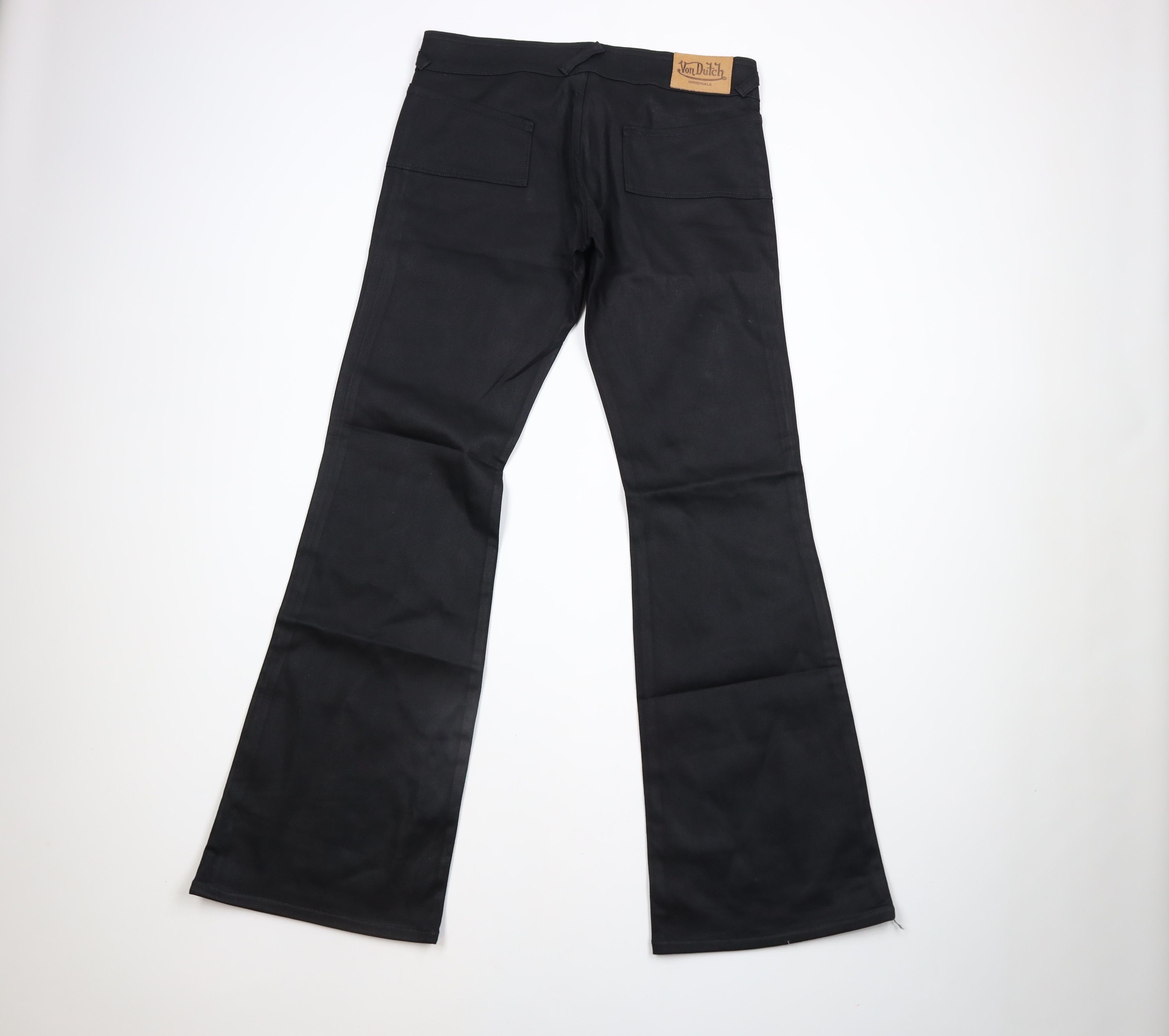 Vintage × Von Dutch Deadstock Vintage Y2K Von Dutch Wide Leg Flared Jeans Black Size 31" - 7 Thumbnail
