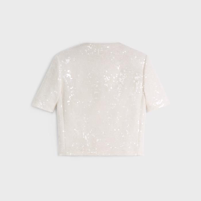 Celine o1w1db10526 2V45N4 Embroidered Cardigan Jacket in White Size XS / US 0-2 / IT 36-38 - 2 Thumbnail