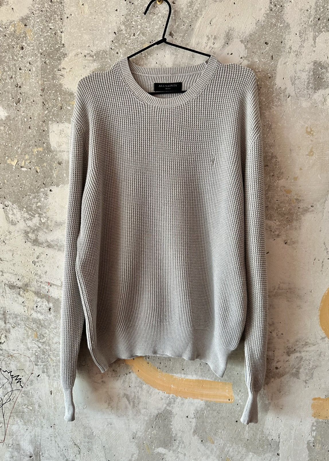Allsaints Classic Allsaints Trias Crew Cotton Knitted Gray Sweater Size US M / EU 48-50 / 2 - 5 Thumbnail
