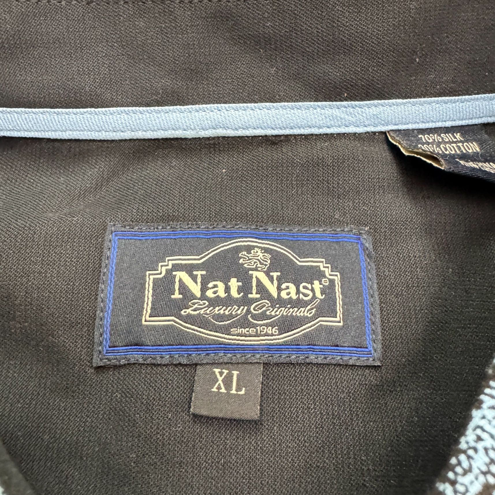 Nat Nast Nat Nast Luxury Originals Silk Cotton Button-Down Shirt Men XL Blue Black Floral Size US XL / EU 56 / 4 - 5 Thumbnail
