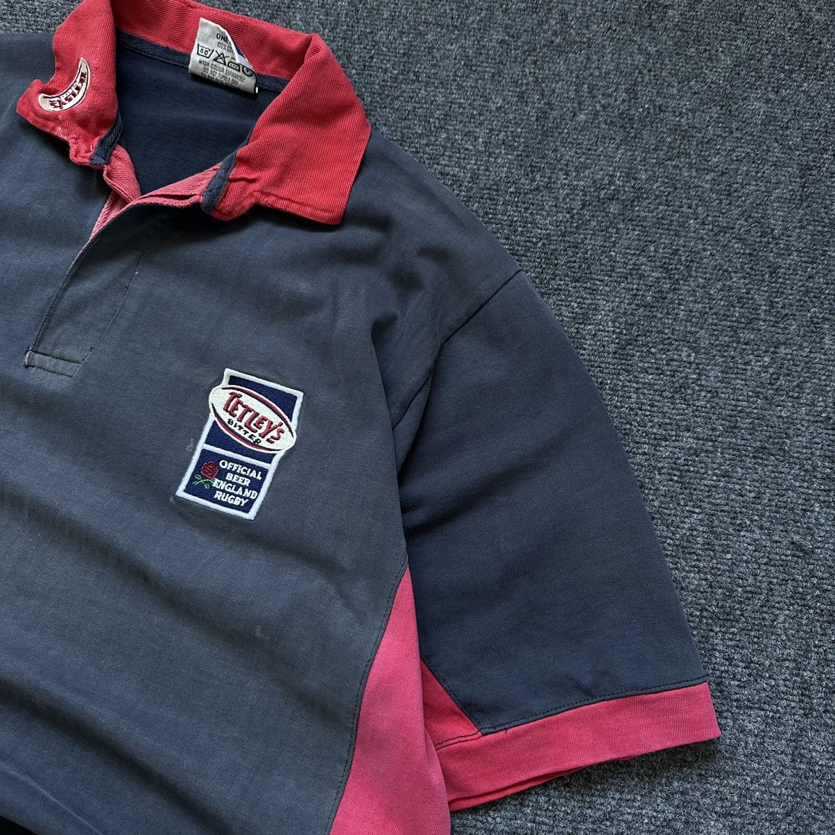 New England Outerwear VTG Mans Tetley's Bitter Official England Rugby Polo Size Size US XL / EU 56 / 4 - 13 Thumbnail