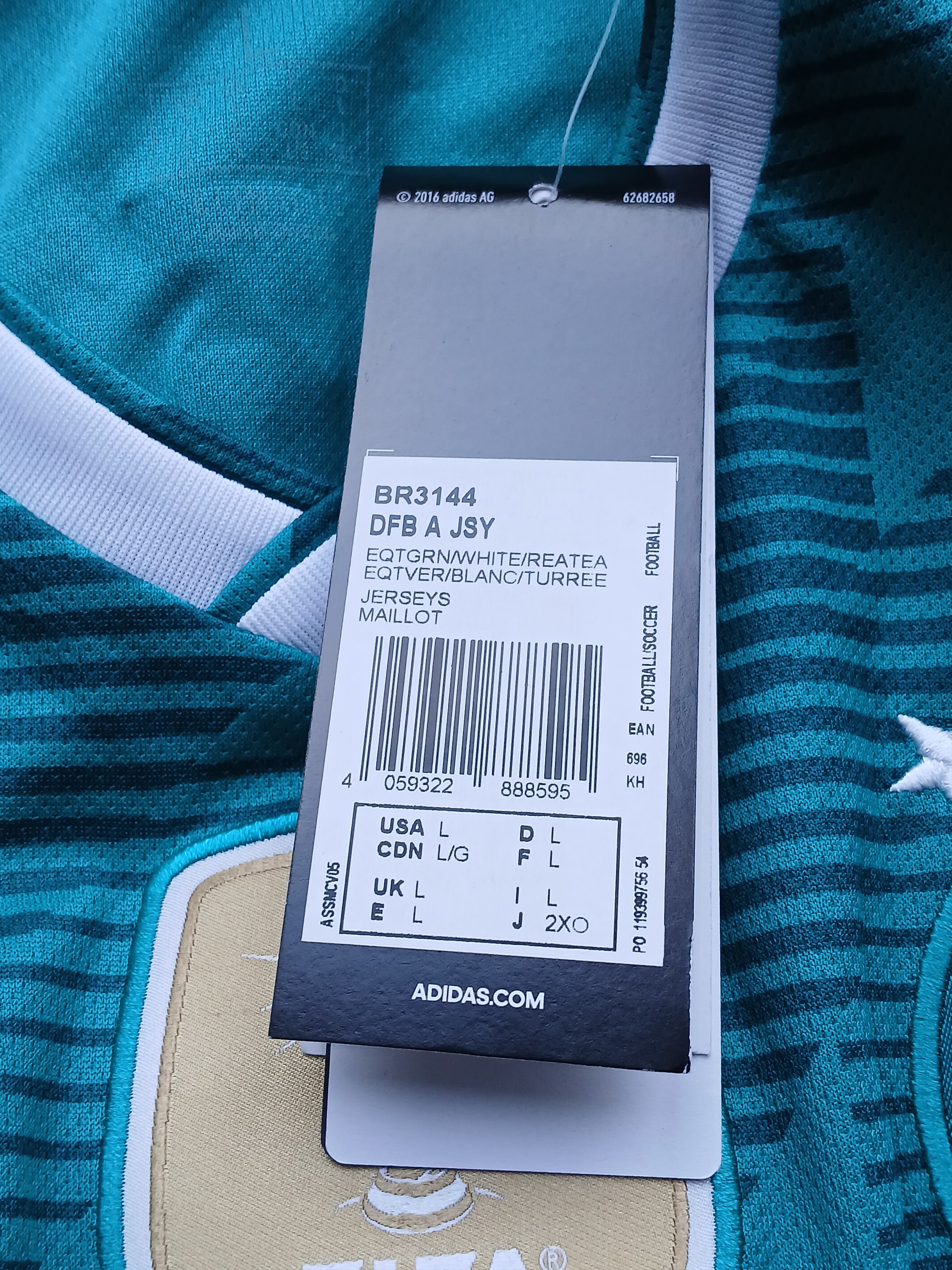 Adidas New Germany National Football Team 18/19 Away Jersey T-Shirt Size US L / EU 52-54 / 3 - 11 Thumbnail