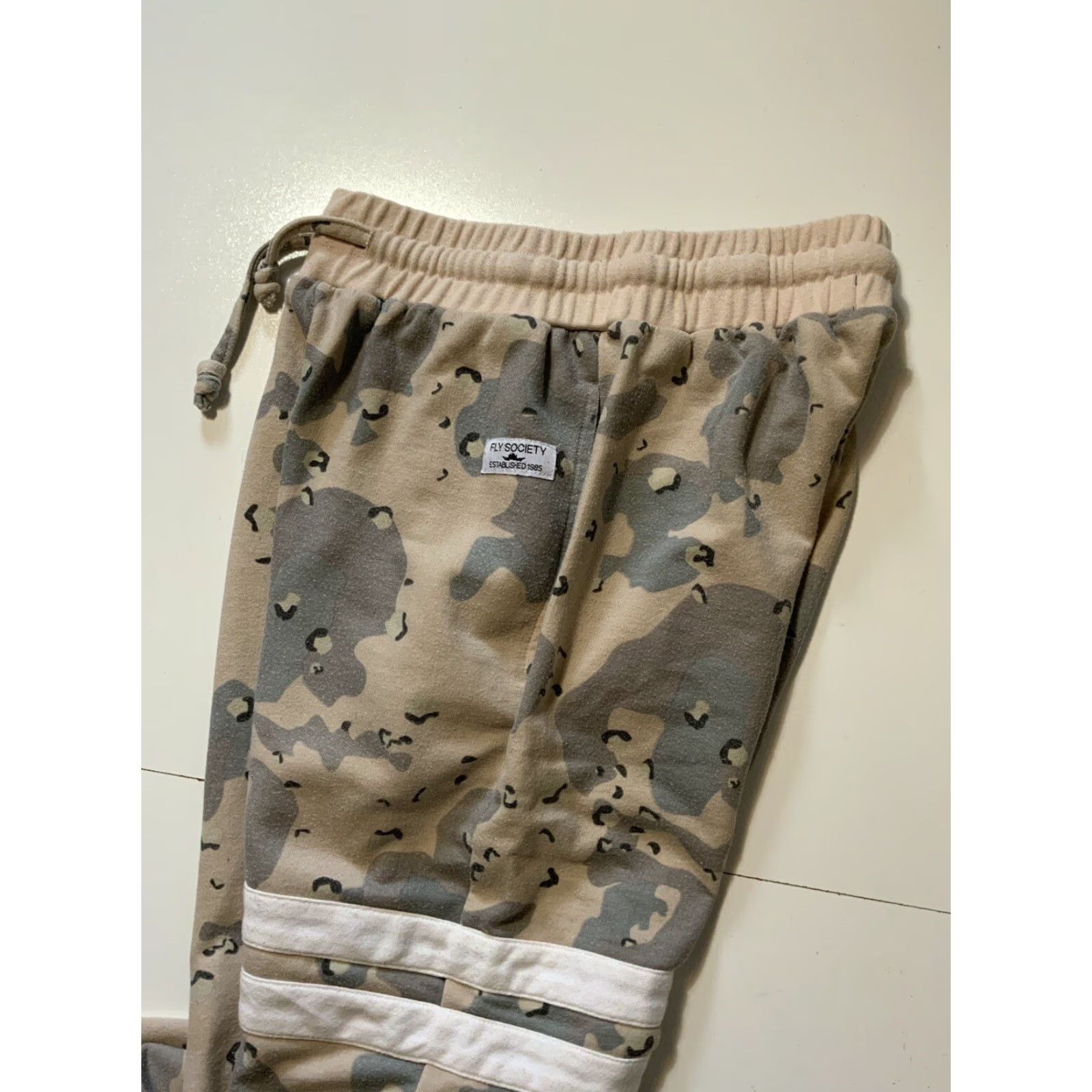 CHOCOOLATE Fly Society Chocolate Chip Camo Striped Drawstring Jogger Sweatpants Sz. M Size US 31 - 6 Thumbnail
