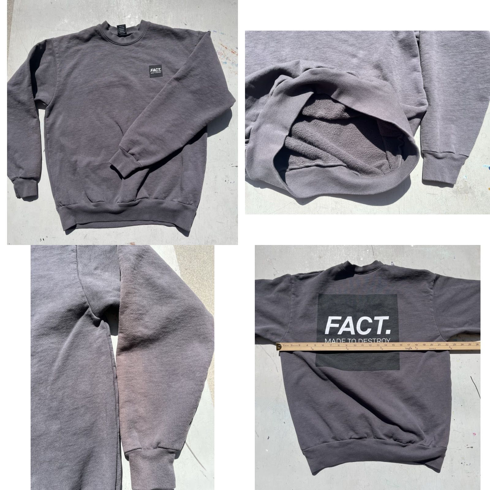 Vintage FACT Men's Sweatshirt Gray Spell-Out M Streetwear Distress Heavy Modern Destroy Shirt Size US M / EU 48-50 / 2 - 8 Thumbnail