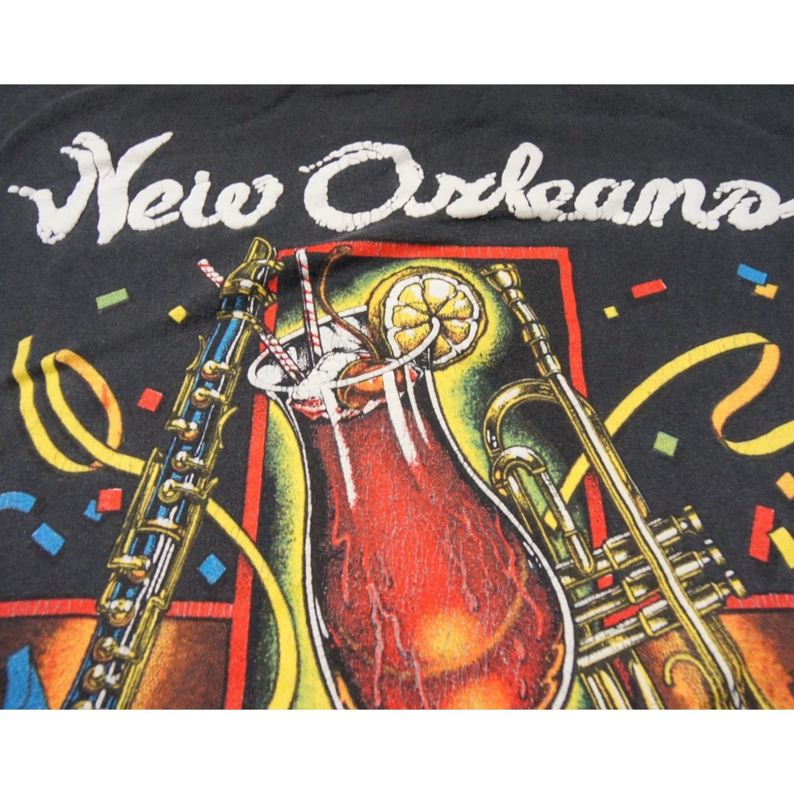 TEE JAYS Vintage Teejays Brand New Orleans Shirt Mens XL Black Bourbon Street 90s Tee Jazz Music Size US XL / EU 56 / 4 - 3 Thumbnail