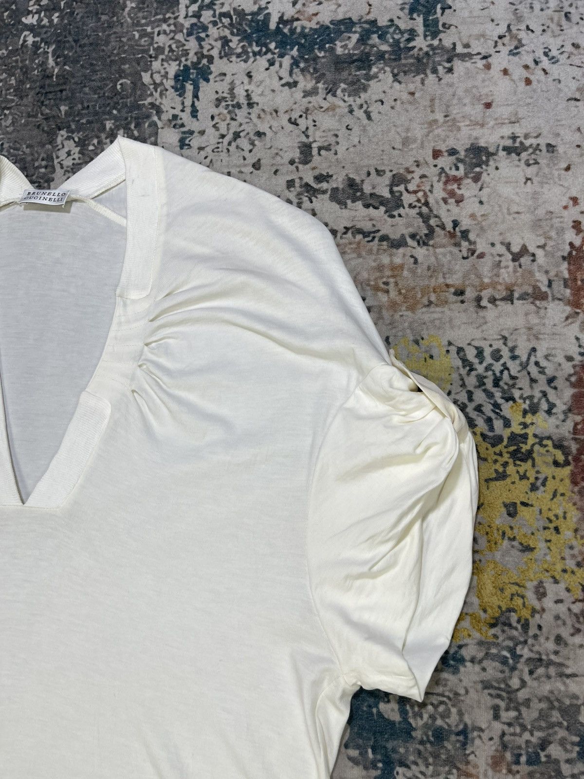 Brunello Cucinelli Brunello Cucinelli White Ruched Drawstring Mini Dress Size M / US 6-8 / IT 42-44 - 4 Thumbnail
