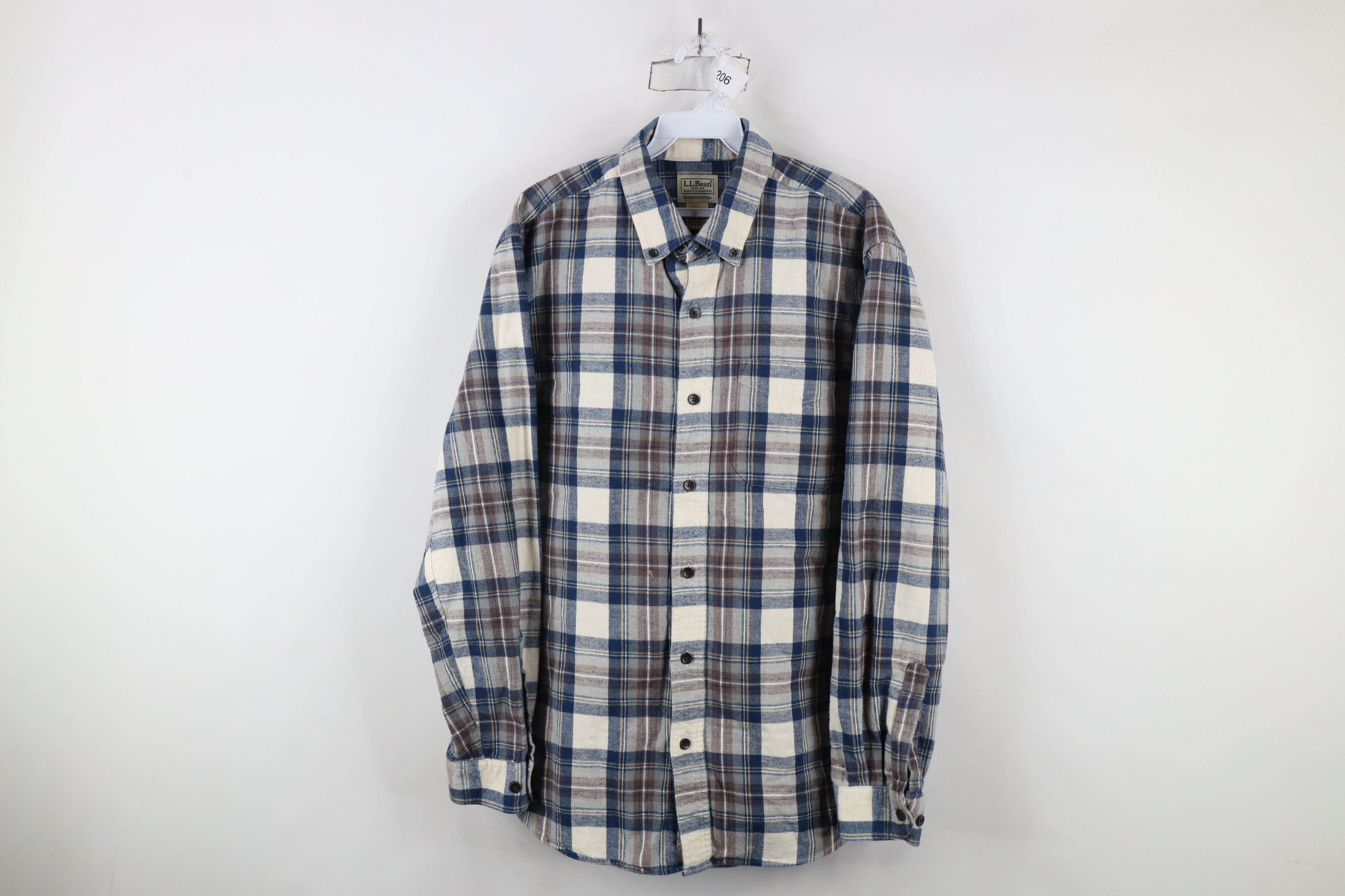 L.L. Bean × Vintage Vintage LL Bean Fitted Distressed Flannel Button Down Shirt Size US L / EU 52-54 / 3 - 1 Thumbnail