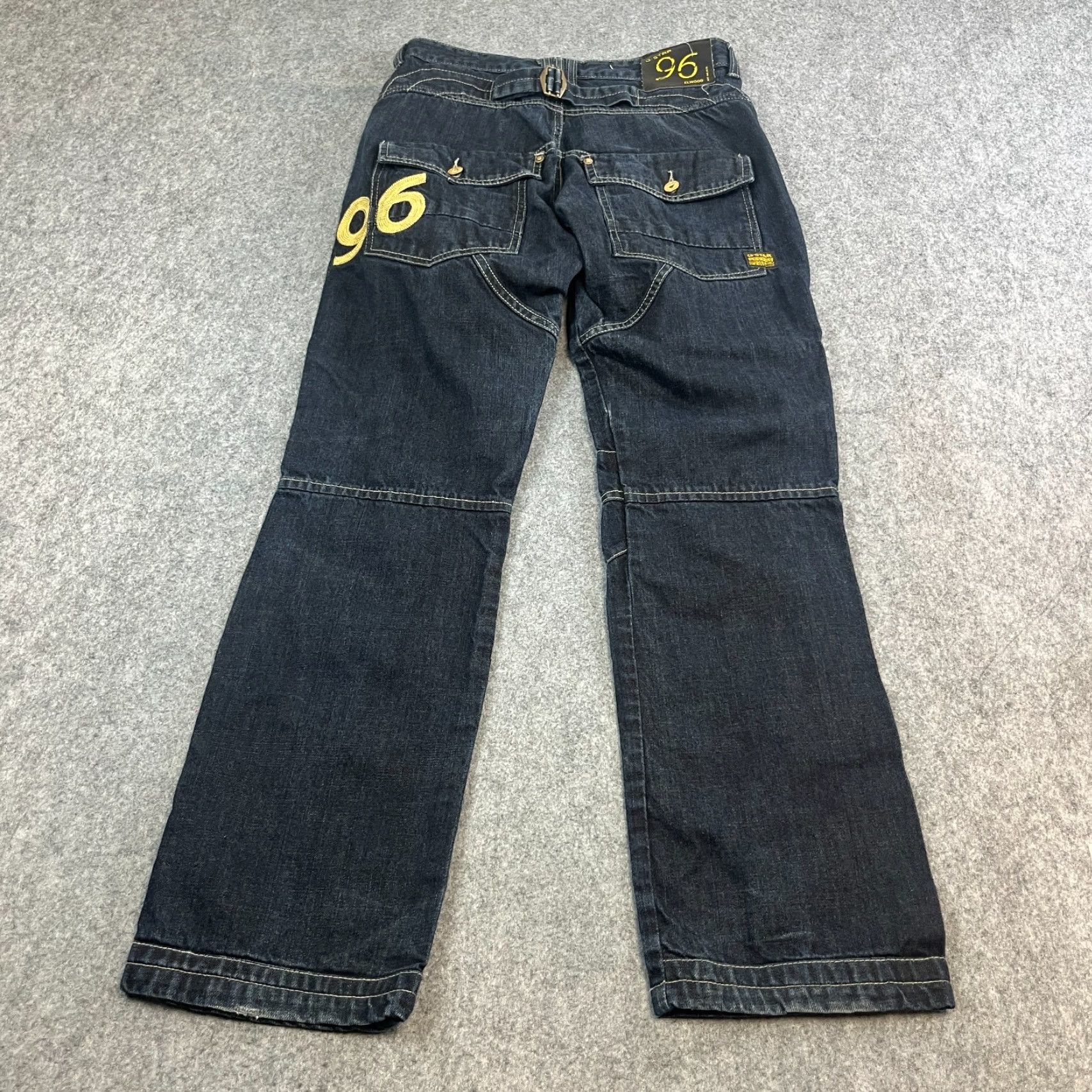 G-Star Vintage G Star 96 Mens Jeans Regular Straight 30 Dark Blue Y2K Cinch Buckle Jeans 5-Pocket Design Mens B Size US 30 / EU 46 - 2 Thumbnail
