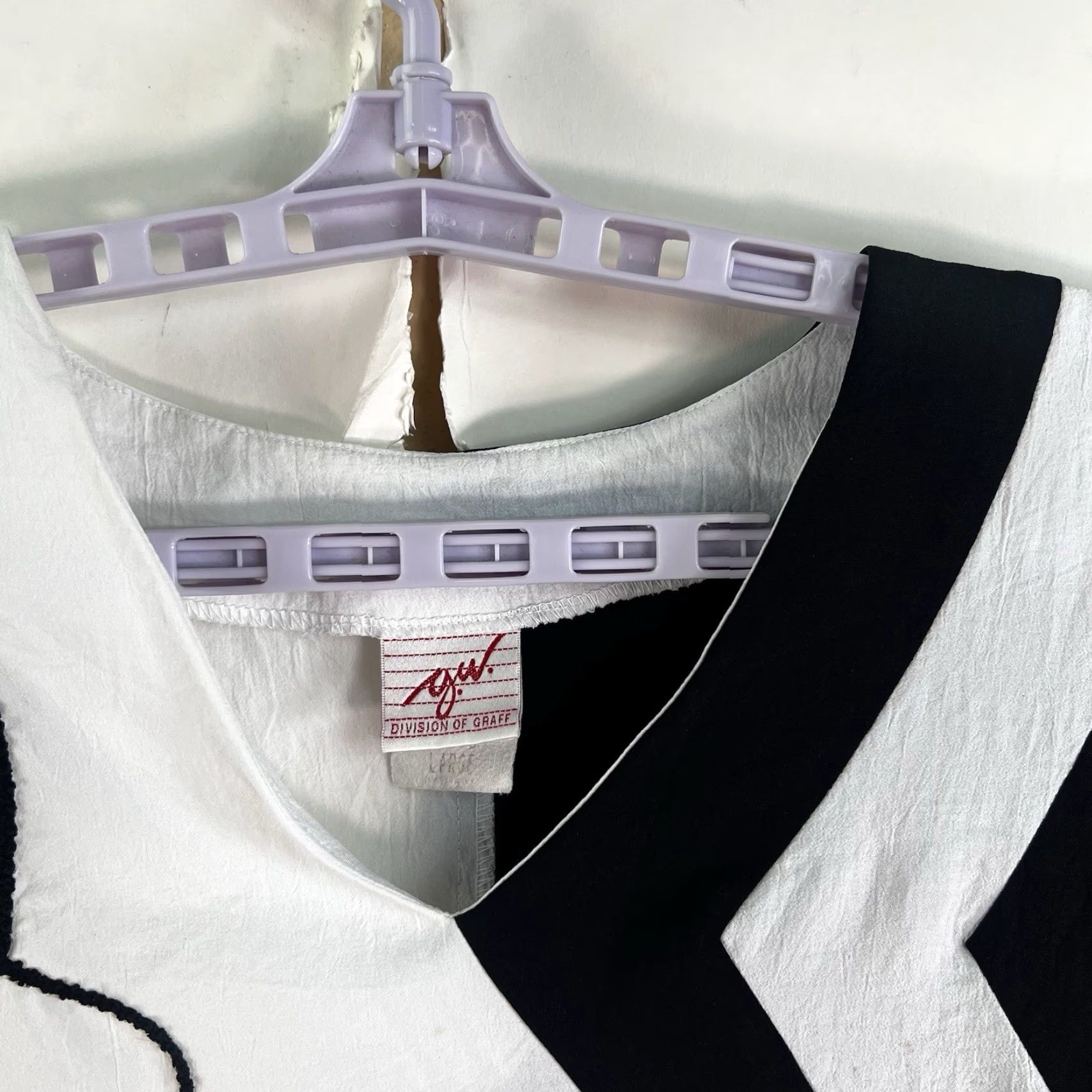 GRAFF VINTAGE 90's G.W. Graff Blouse 3/4 Sleeve Art Abstract Womens L Black/White Size L / US 10 / IT 46 - 4 Thumbnail