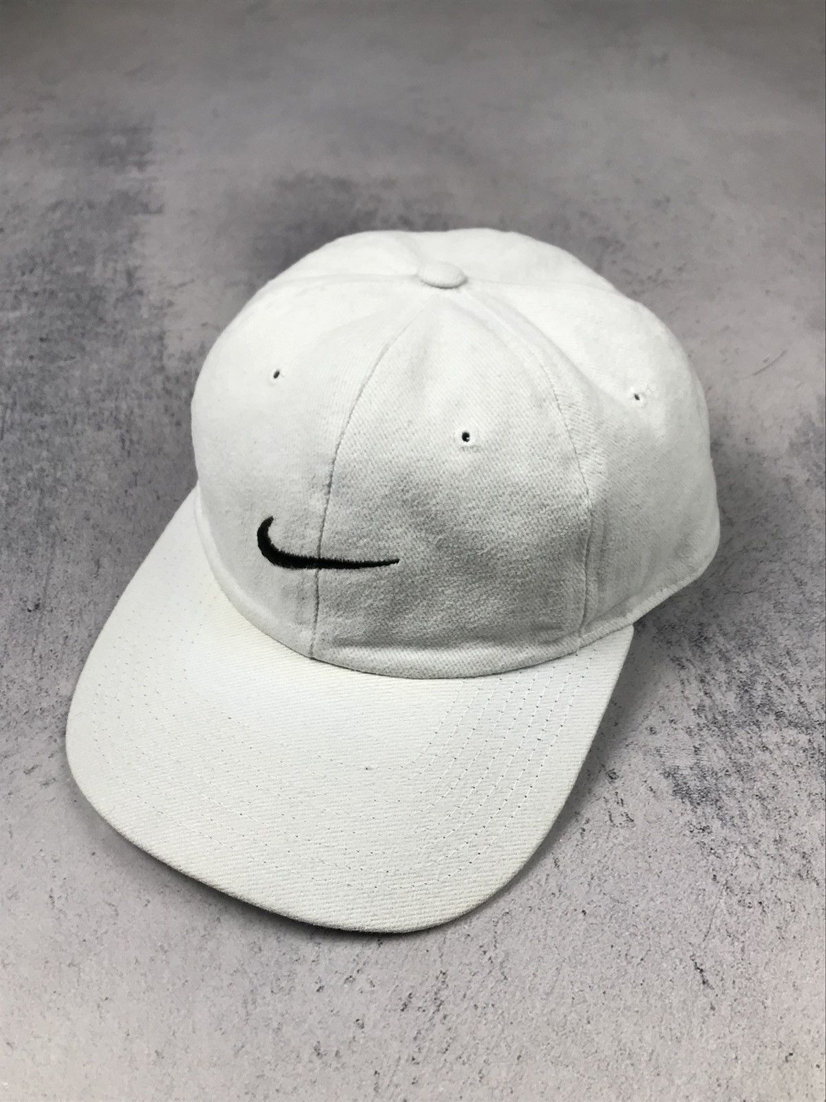 Nike × Vintage Vintage Nike Center Logo Swoosh Cap Hat Adjustable Drill Size ONE SIZE - 3 Thumbnail
