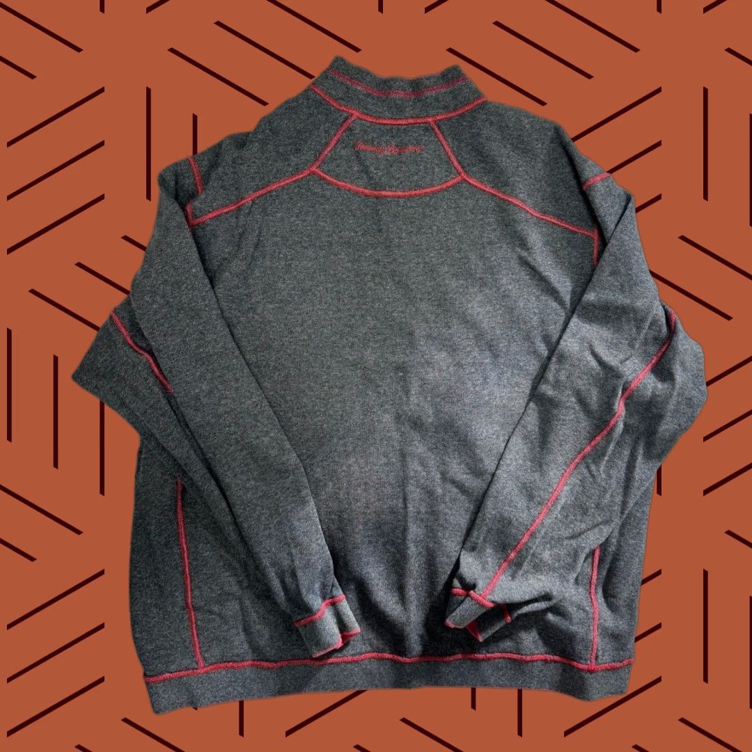 Tommy Bahama Tommy Bahama Sweatshirt Mens XL Gray Burgundy Flipshore Reversible Quarter Zip Shirt Size US XL / EU 56 / 4 - 1 Thumbnail