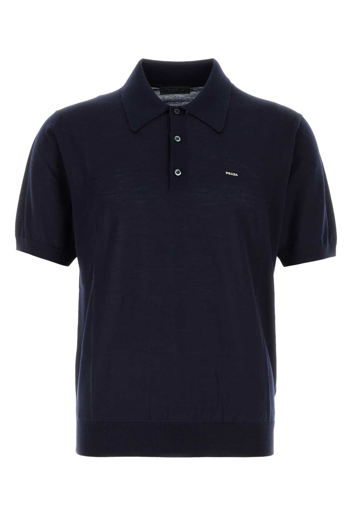 Prada Navy Blue Wool Polo Shirt Size US XL / EU 56 / 4 - 1 Thumbnail