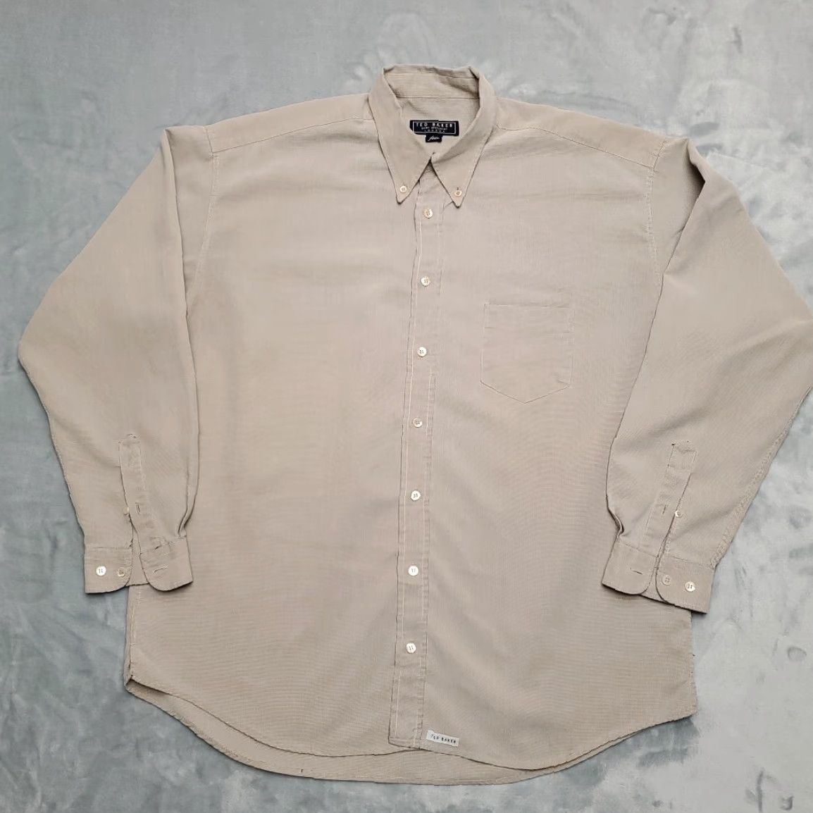 Ted Baker Ted Baker Shirt Mens XL Beige Textured Long Sleeve Button Up Casual Four London Size US XL / EU 56 / 4 - 4 Thumbnail