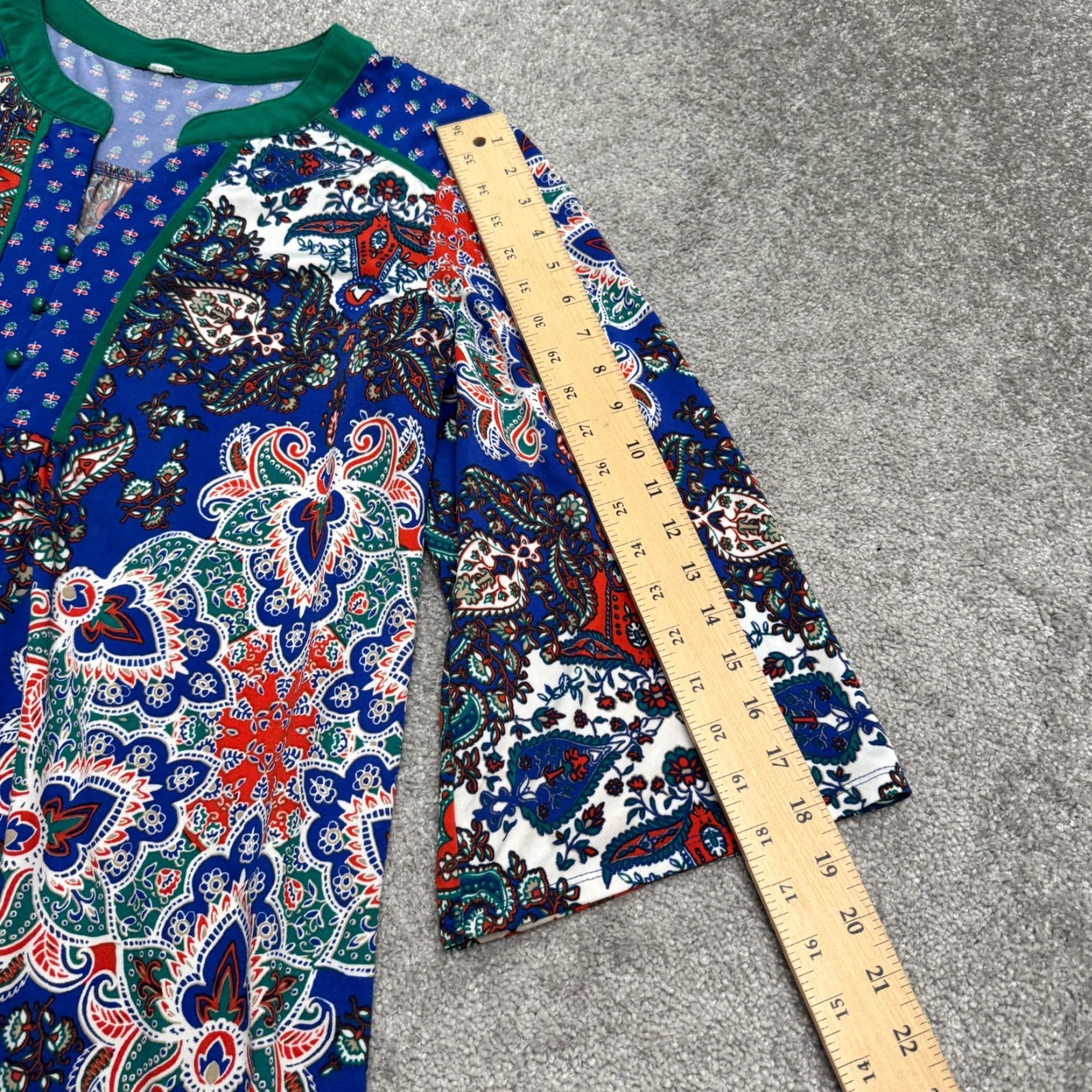 Bell Paisley Peasant Blouse Top Womens XL Blue Multi Bell Sleeve Bohemian Casual Size XL / US 12-14 / IT 48-50 - 6 Thumbnail