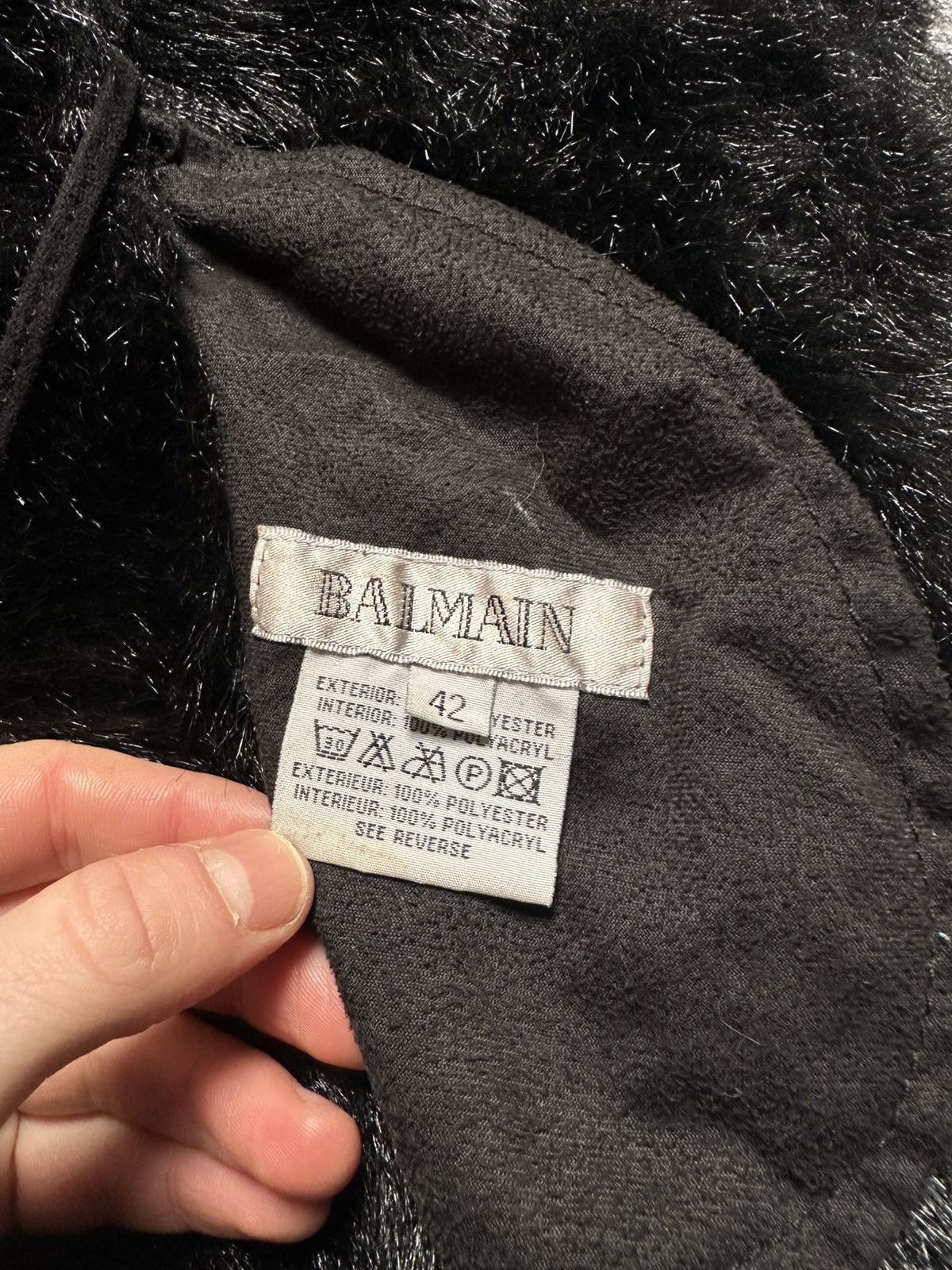 If Six Was Nine Vintage 90s Balmain Faux Fur Coat Women Y2K Awant Garde Size S / US 4 / IT 40 - 6 Thumbnail