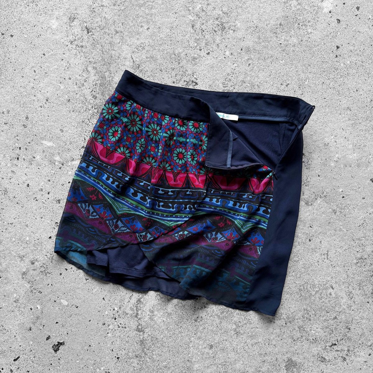 Designer × Desigual Desigual Womens Blue Layered Mini Skirt Zipper RRP $94 Size 28" / US 6 / IT 42 - 4 Thumbnail