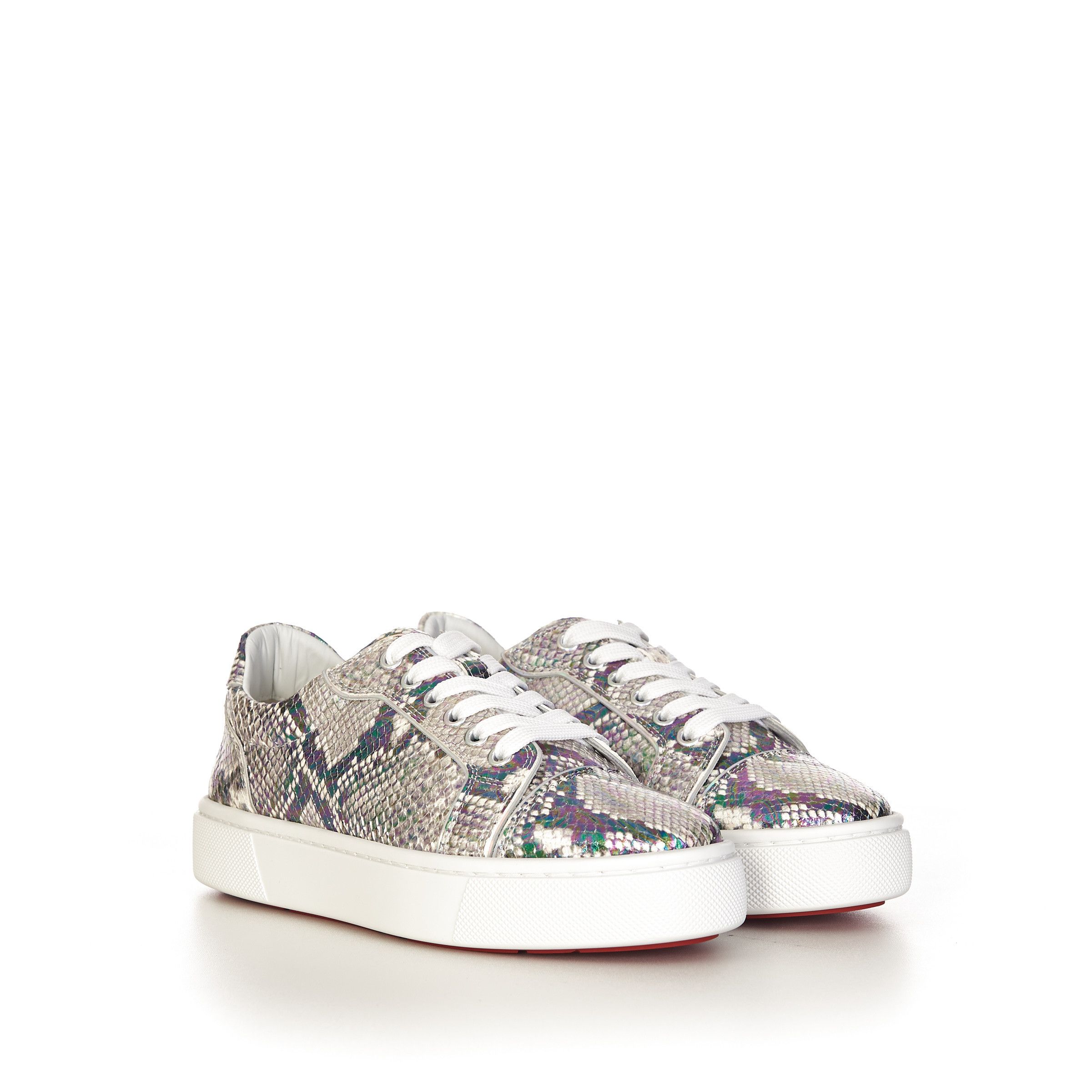Christian Louboutin Lowtop Sneakers Vieirissima In Roccia Snakeskin Leather Size US 5 / IT 35 - 1 Thumbnail